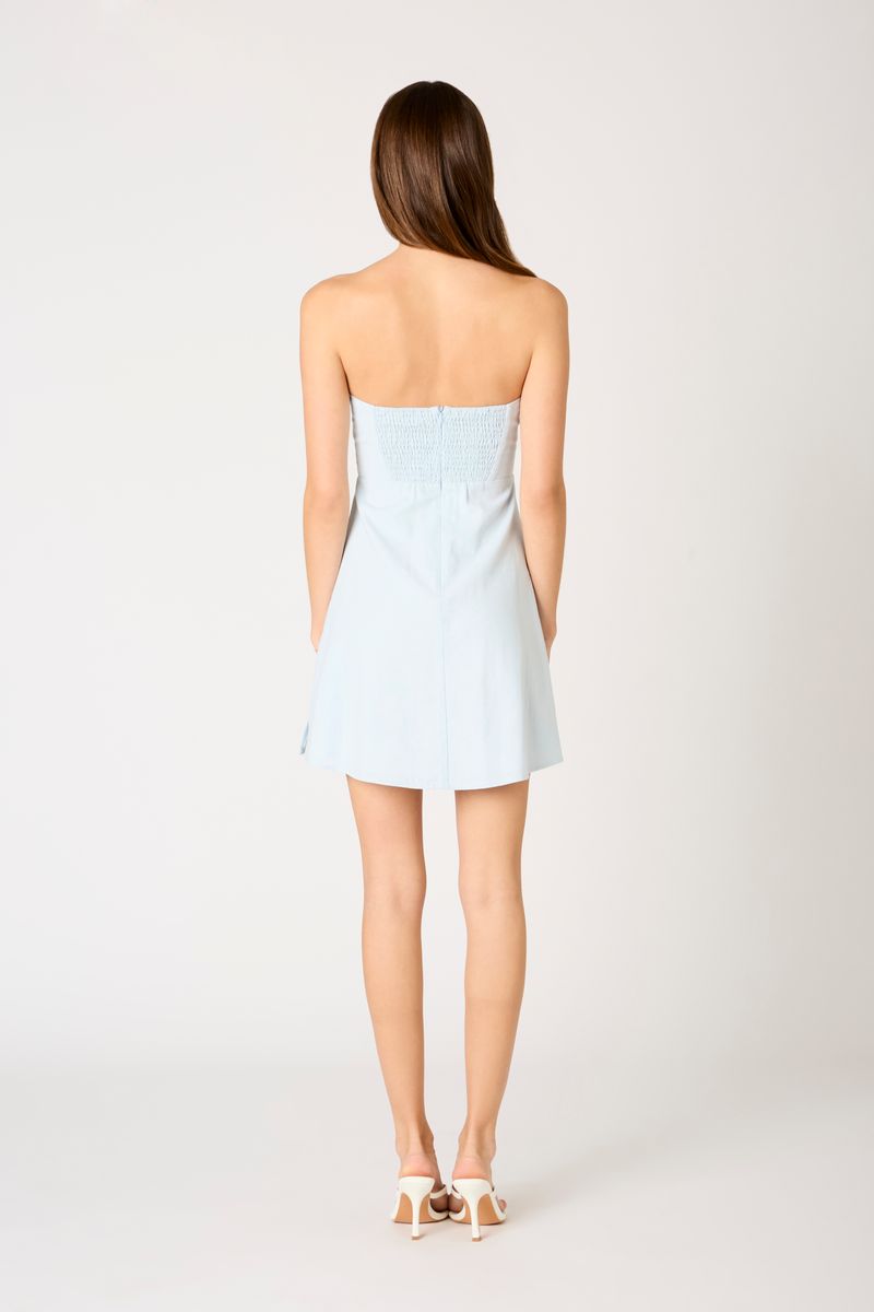 blue keyhole mini dress Linen Keyhole Mini Dress