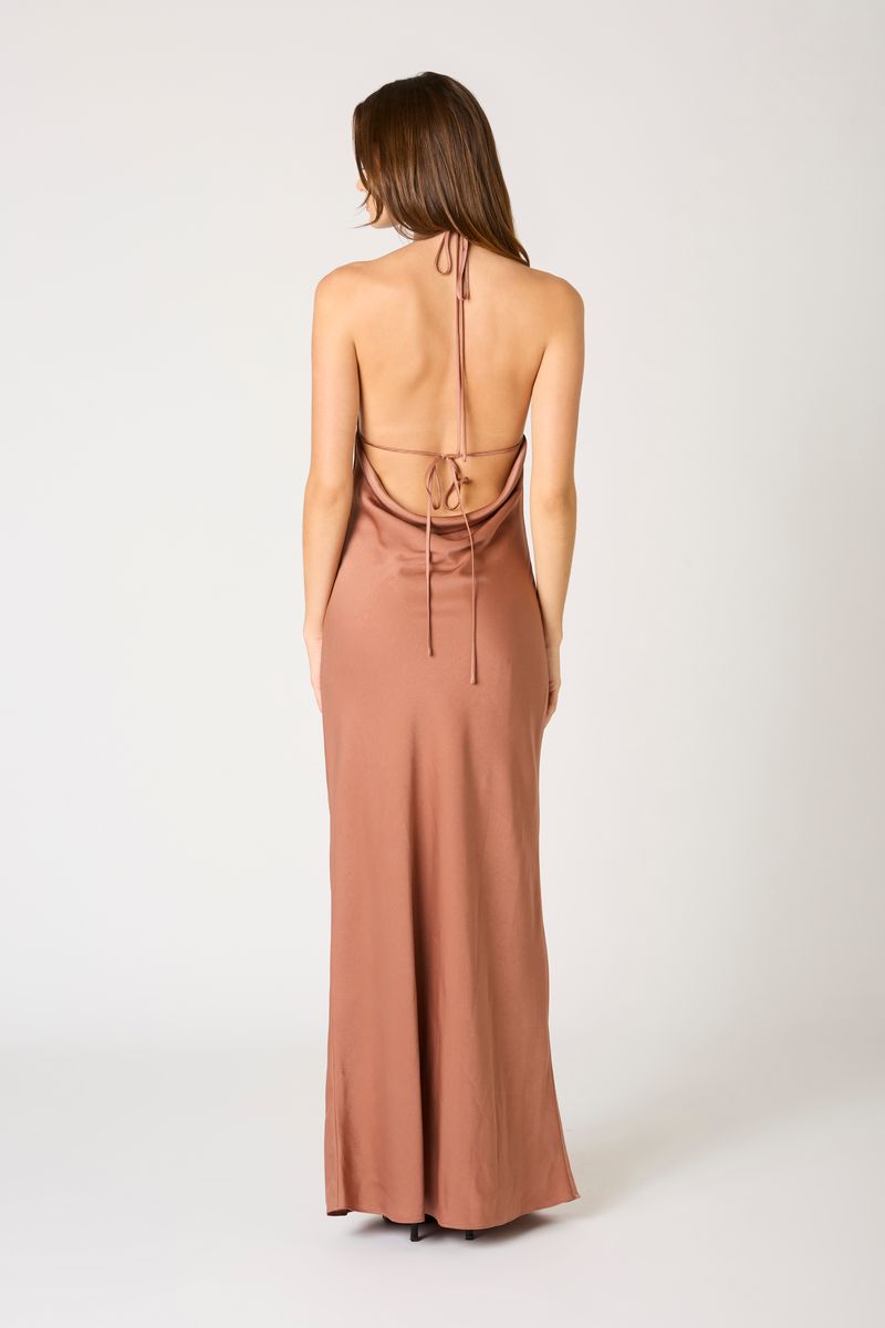 High-Neck Cowl Back Gown - Main Image