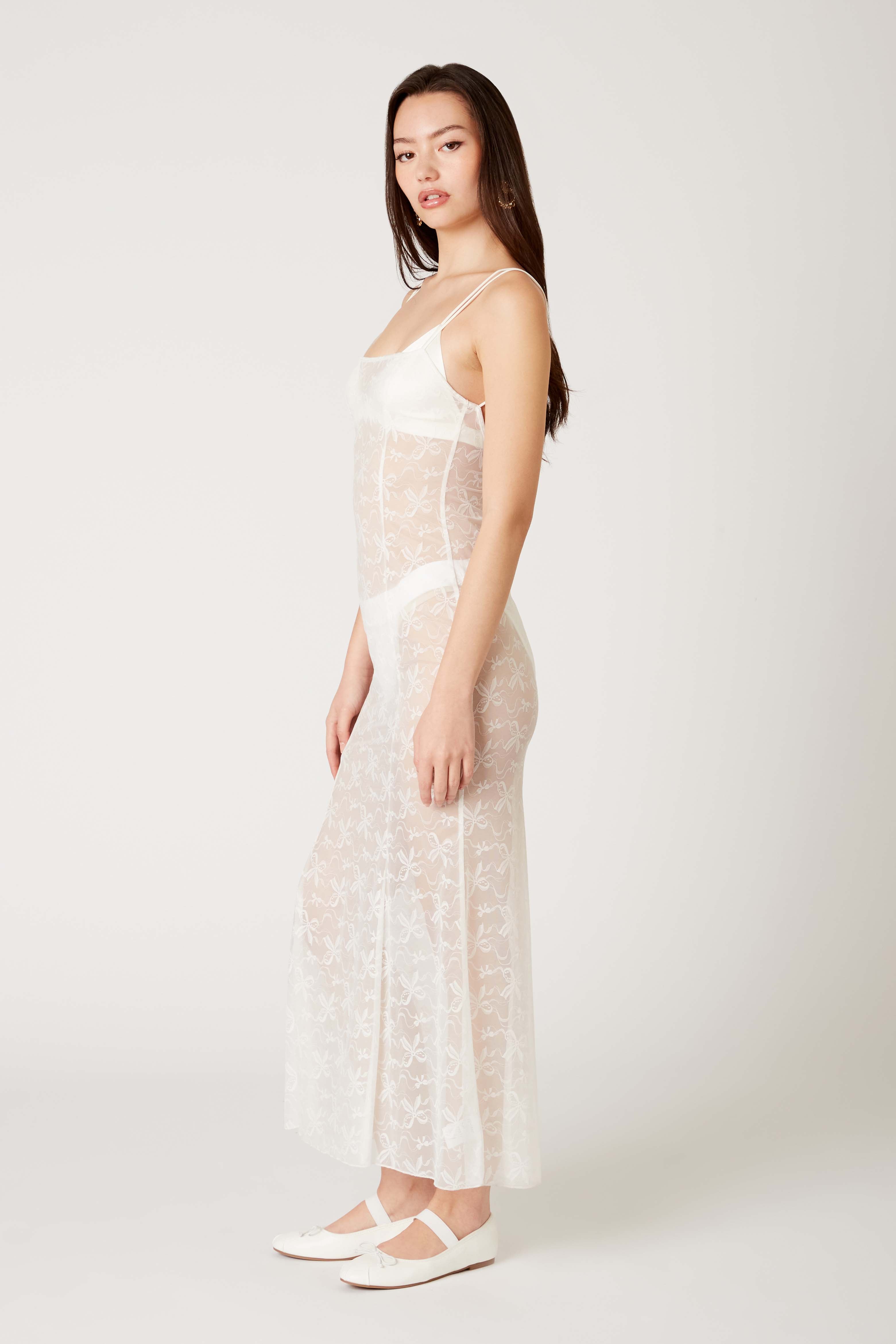 Lace Maxi Dress in white side view