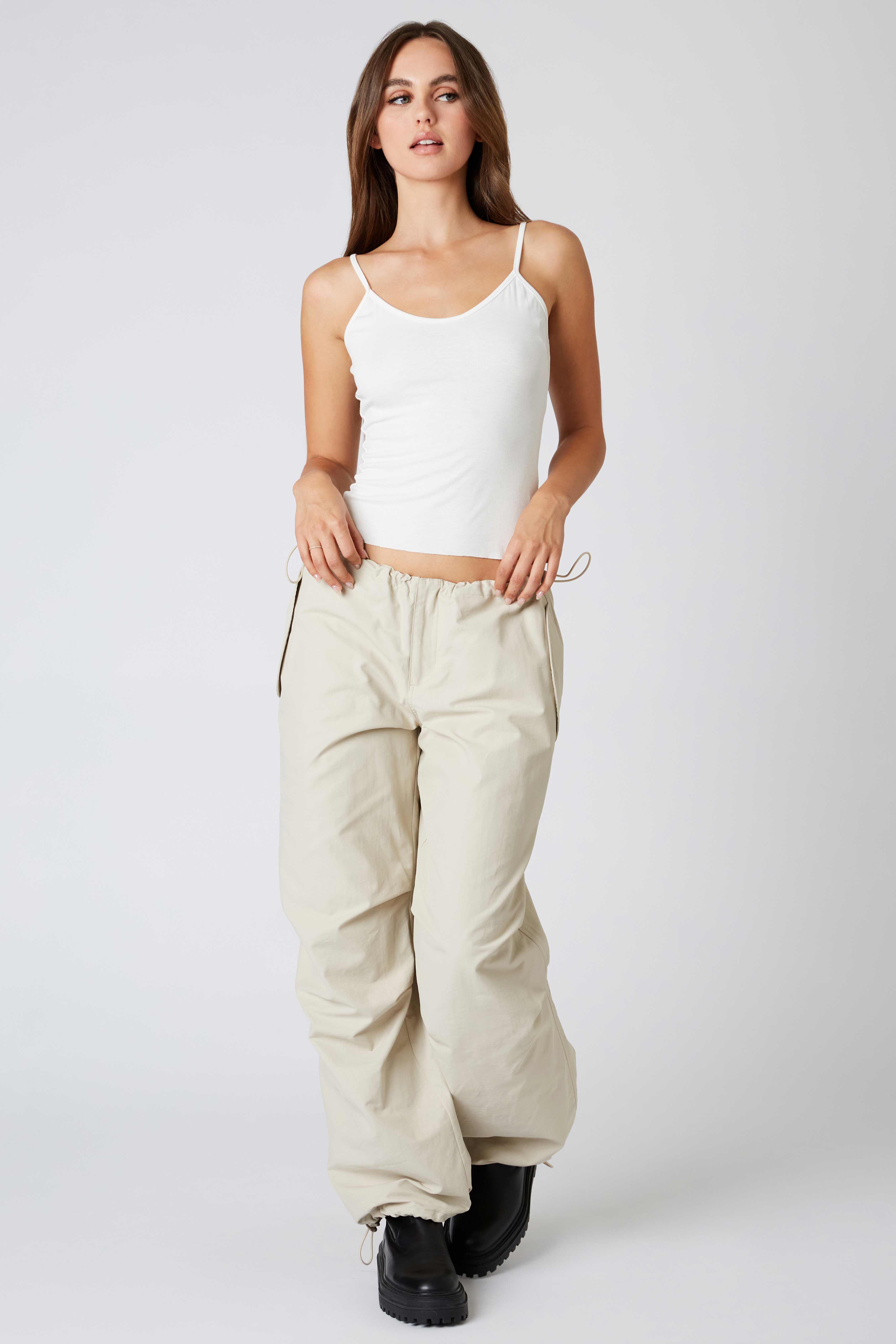 Mid-Rise Parachute Pant in Stone Front View