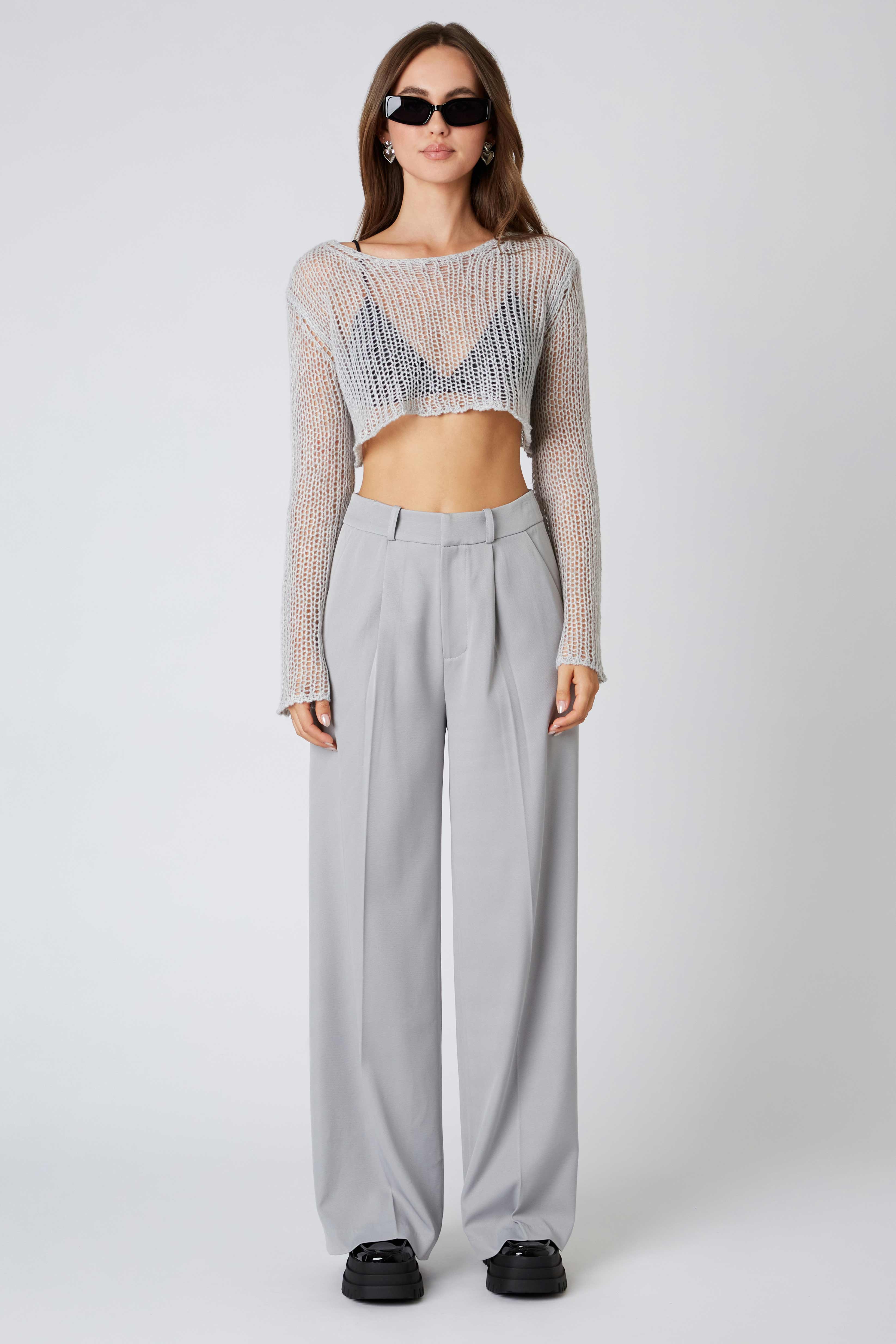 Mid-rise Trousers in Dove Front View