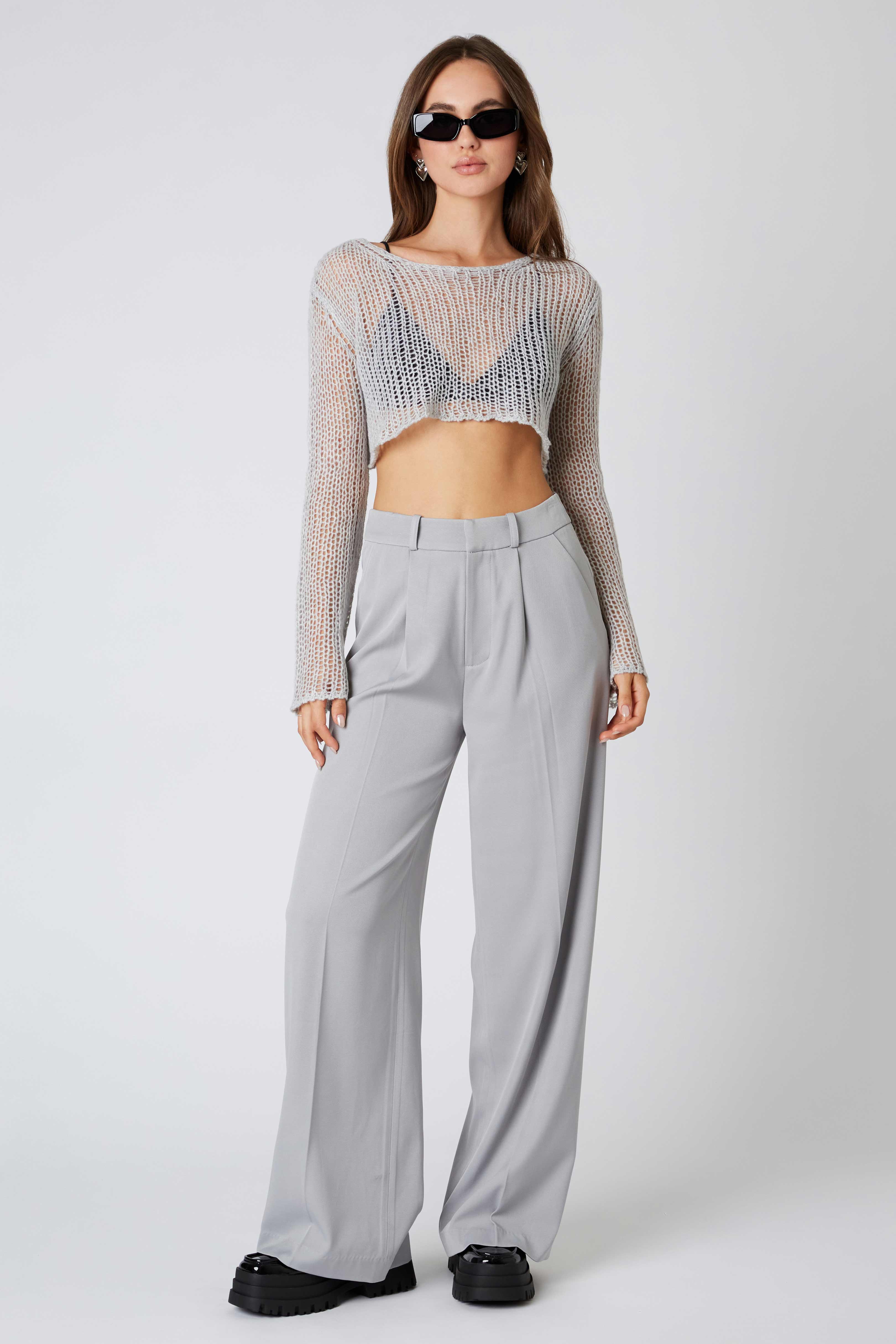 Mid-rise Trousers in Dove Front View