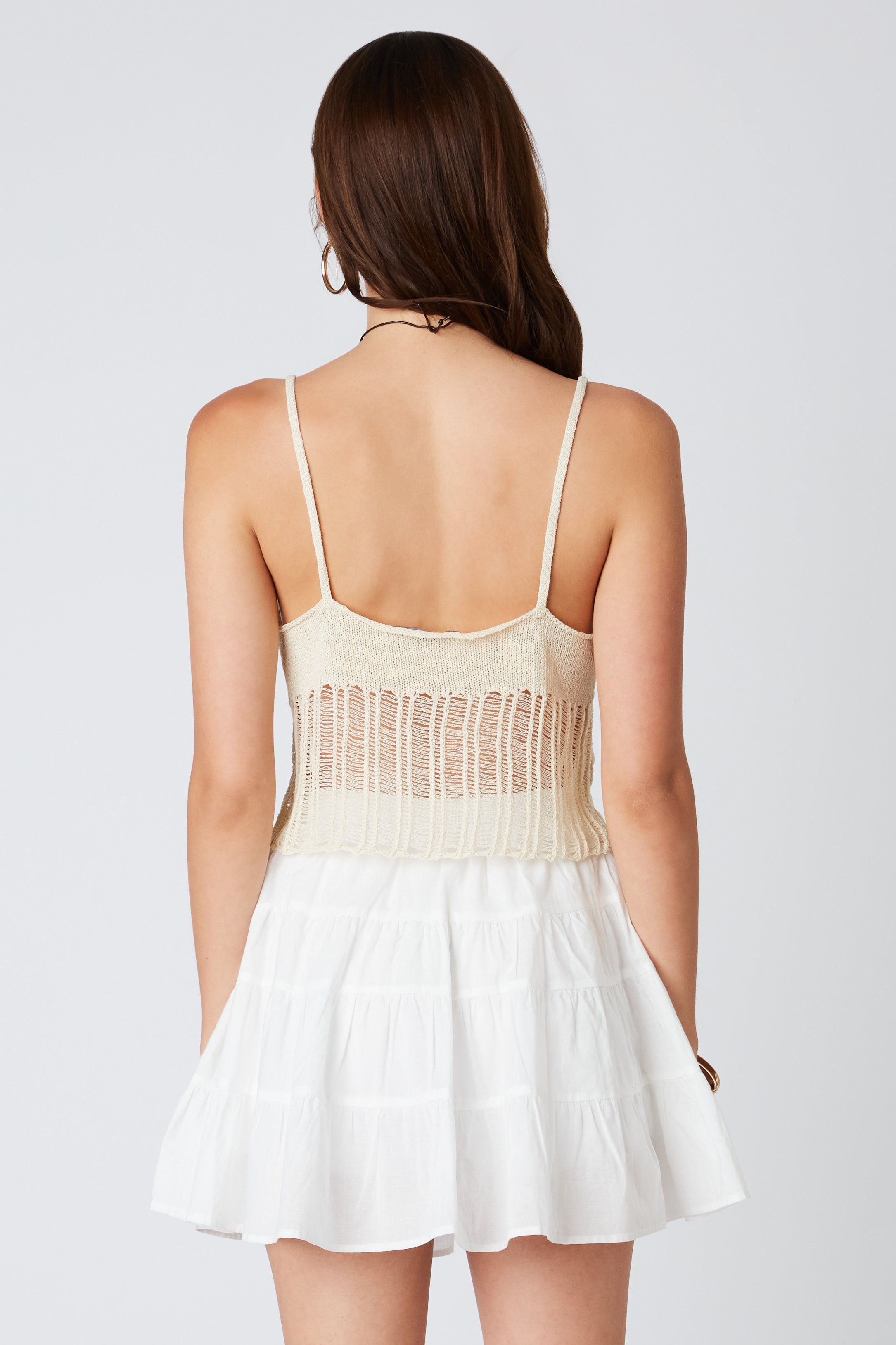 Keyhole Knit Tank in Ecru Back