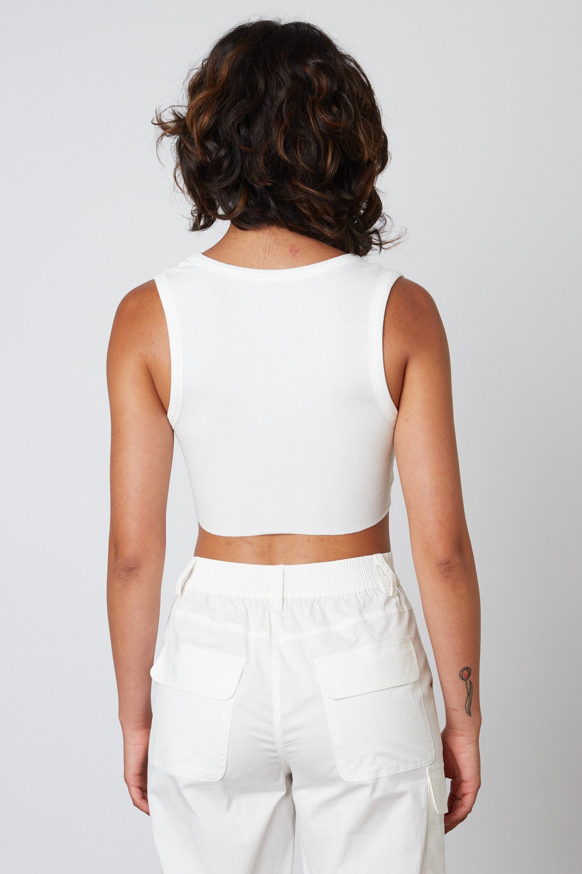 Ultra Cropped Tank Top in White Back
