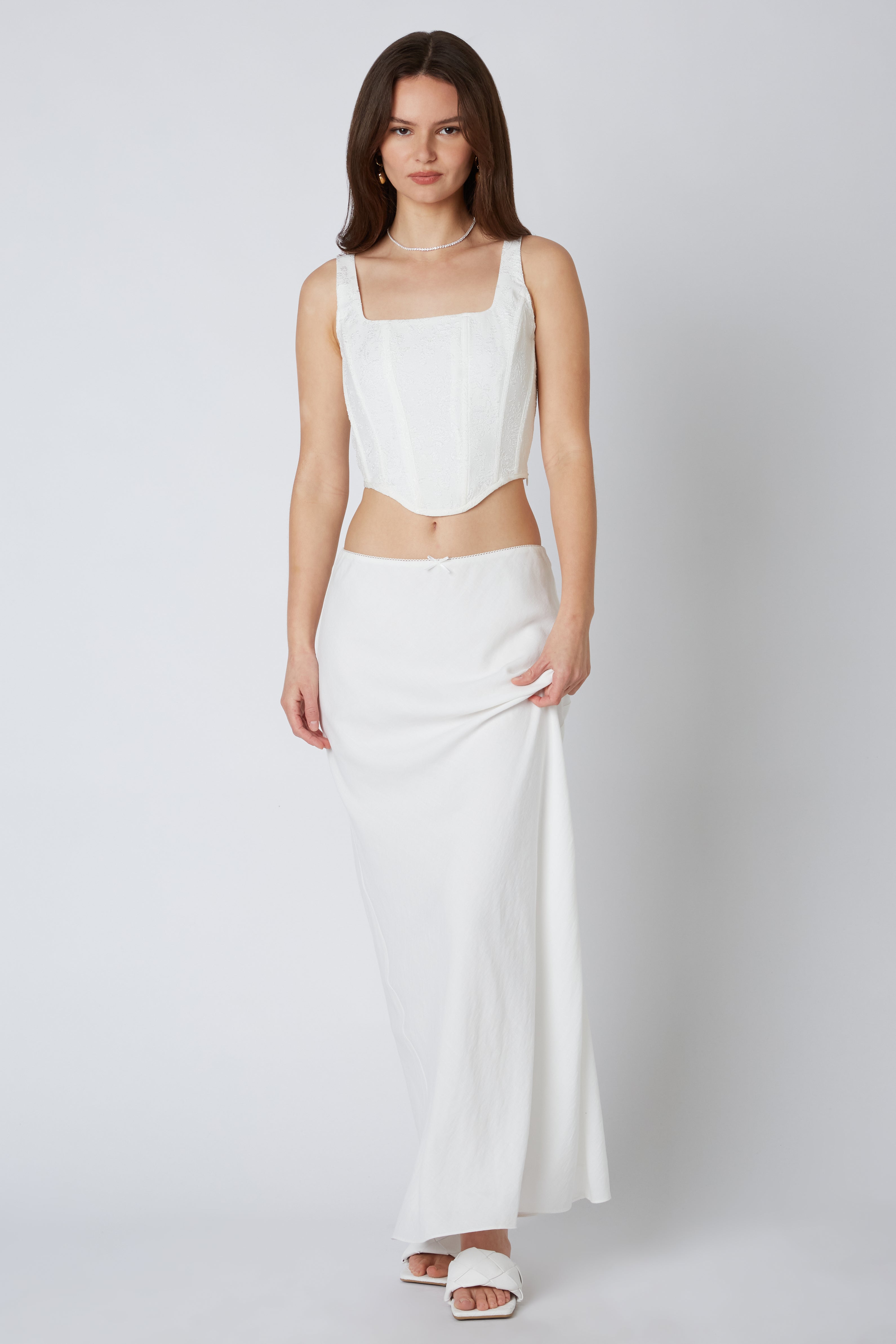 Jacquard Corset in White Front