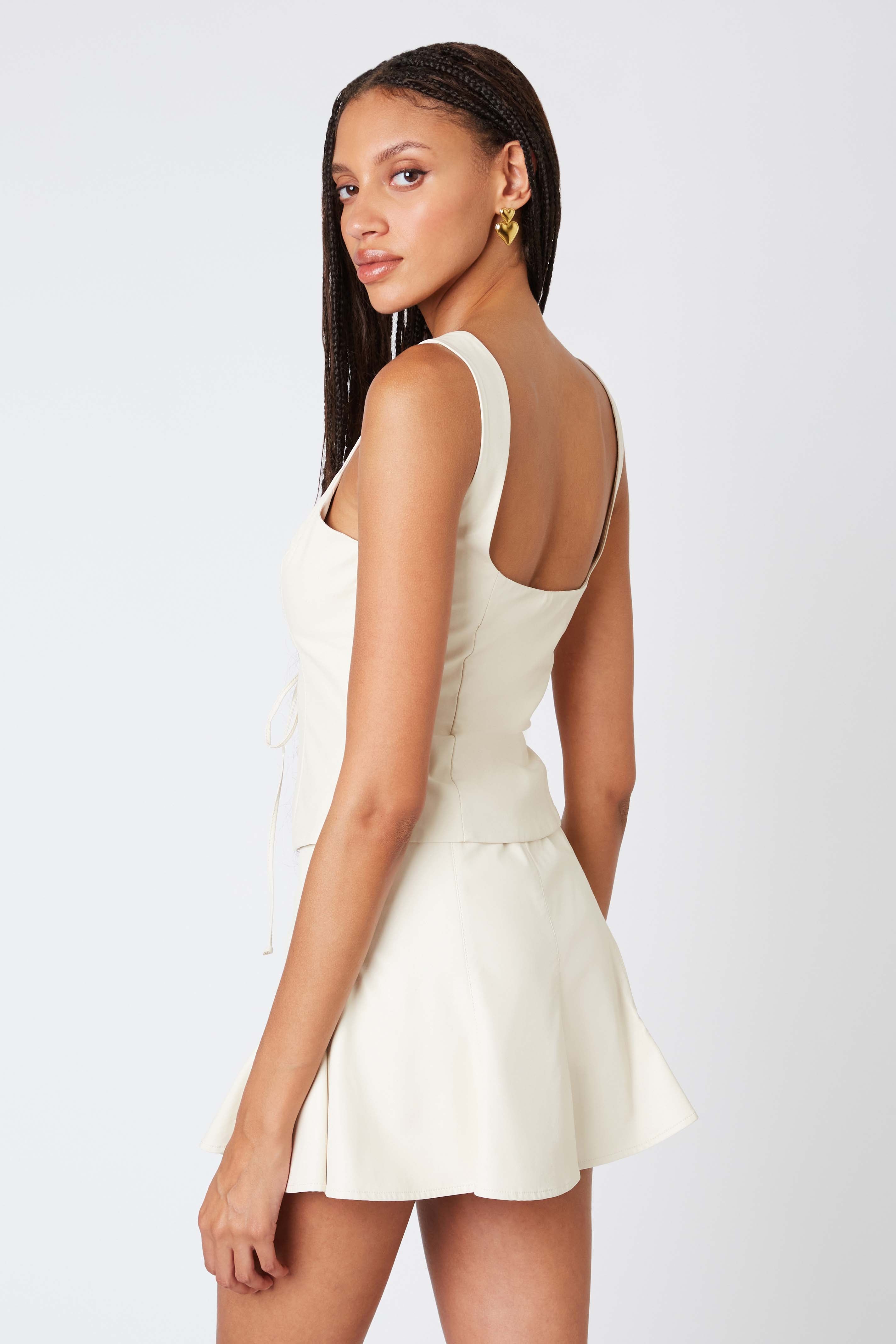 Leather Lace Up Corset in Latte Back View