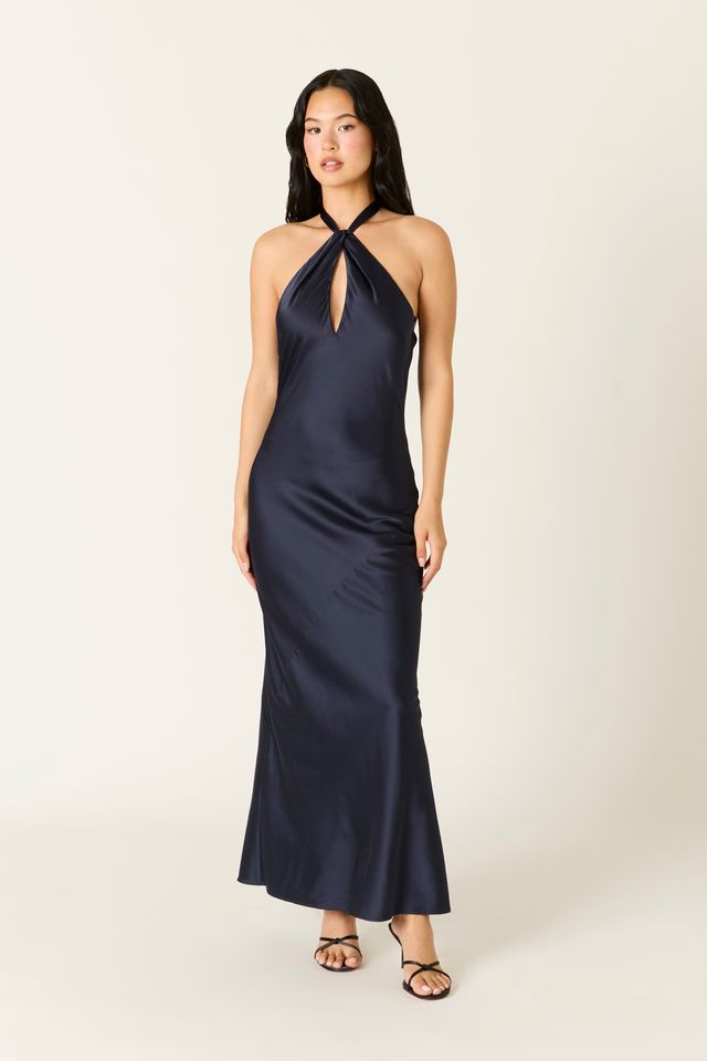 Satin Keyhole Maxi Dress – Cotton Candy LA