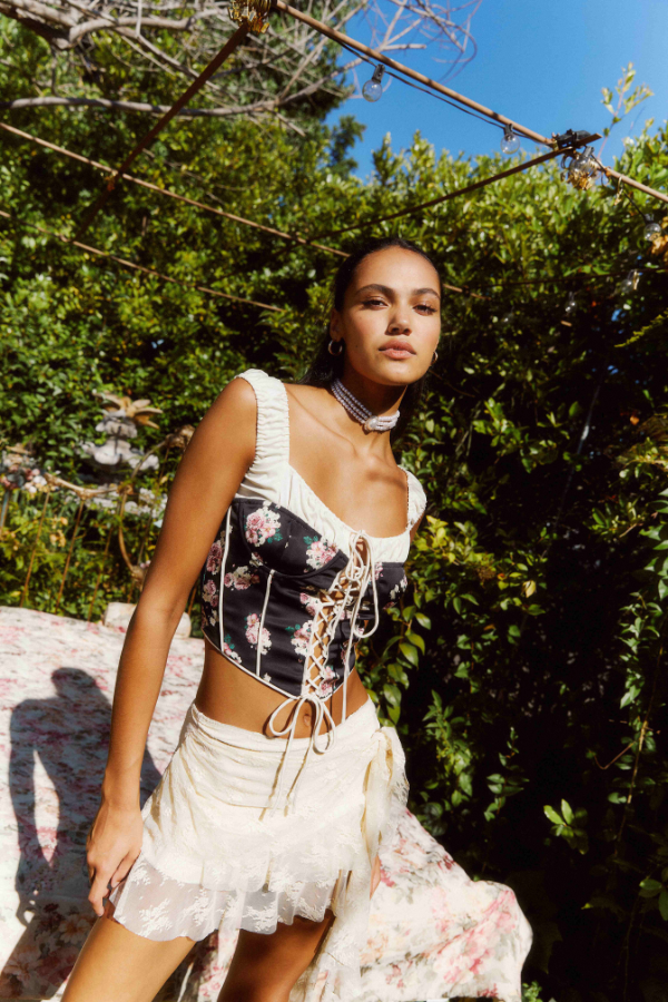 Tiered Lace Mini Skirt look book image