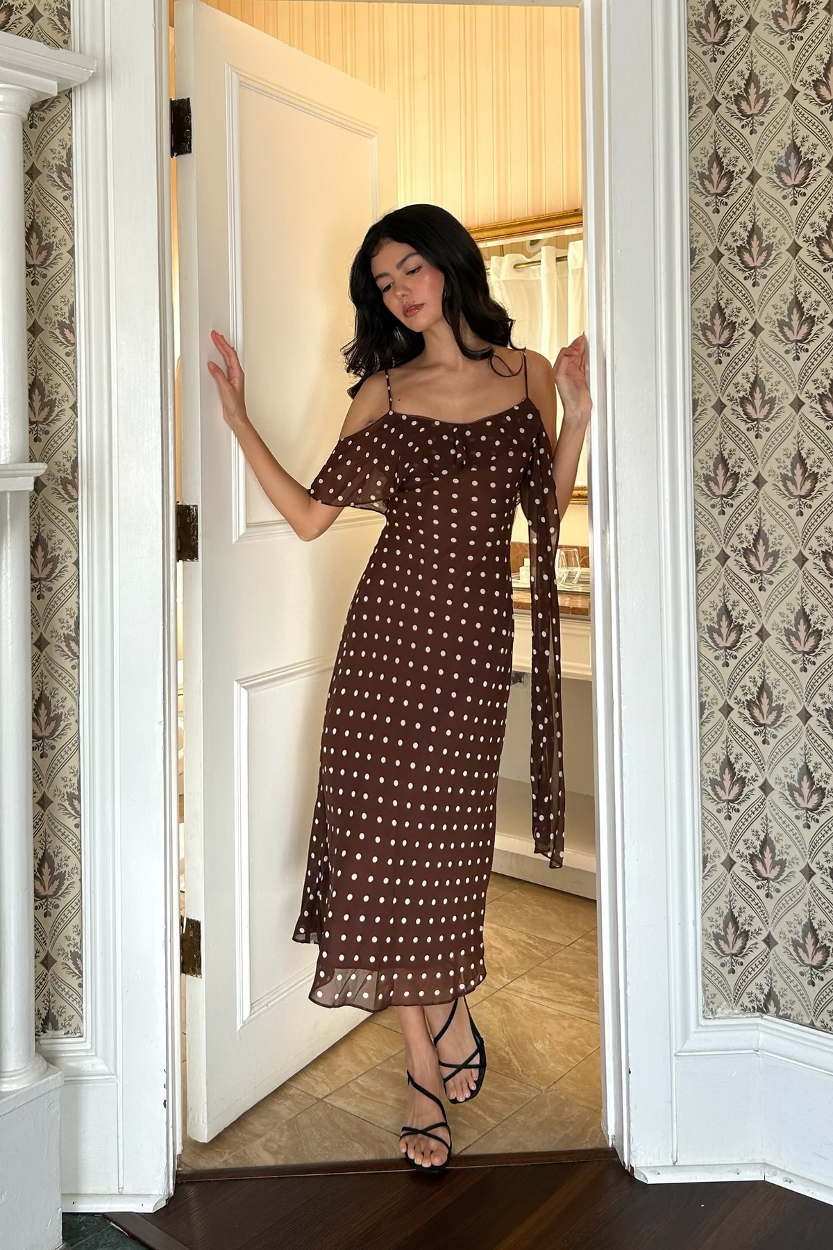 Chiffon Polka Dot Midi Dress – Cotton Candy LA