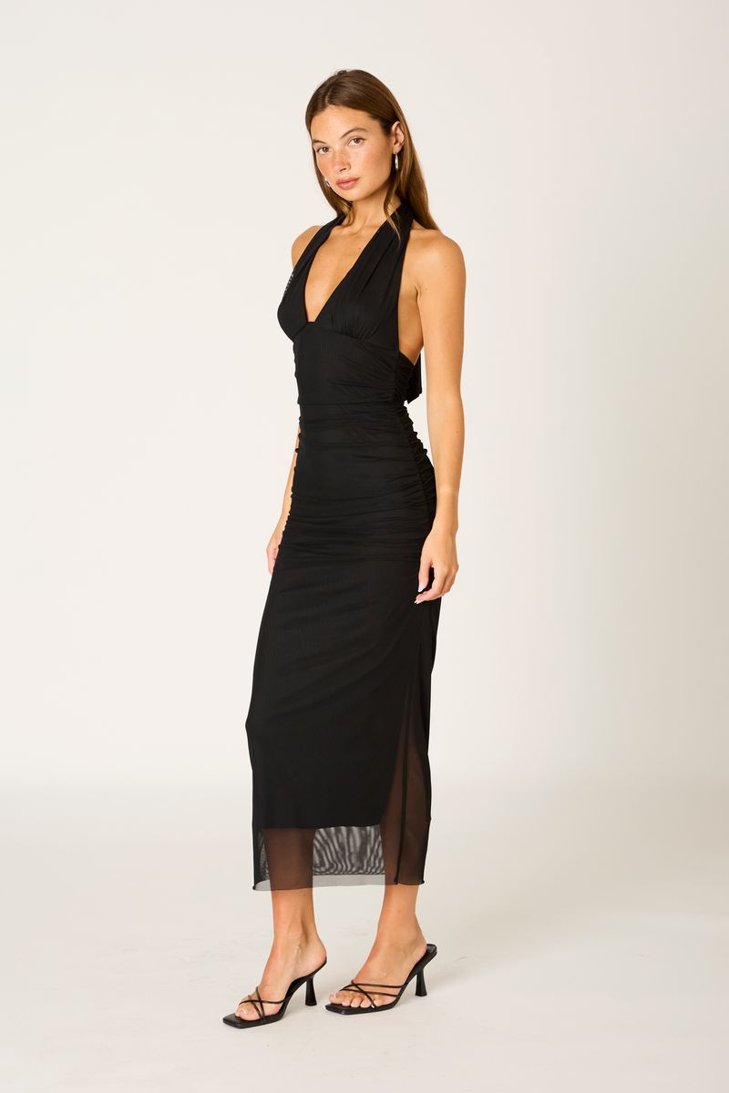 Ruched Mesh Midi Dress Ruched Mesh Midi Dress