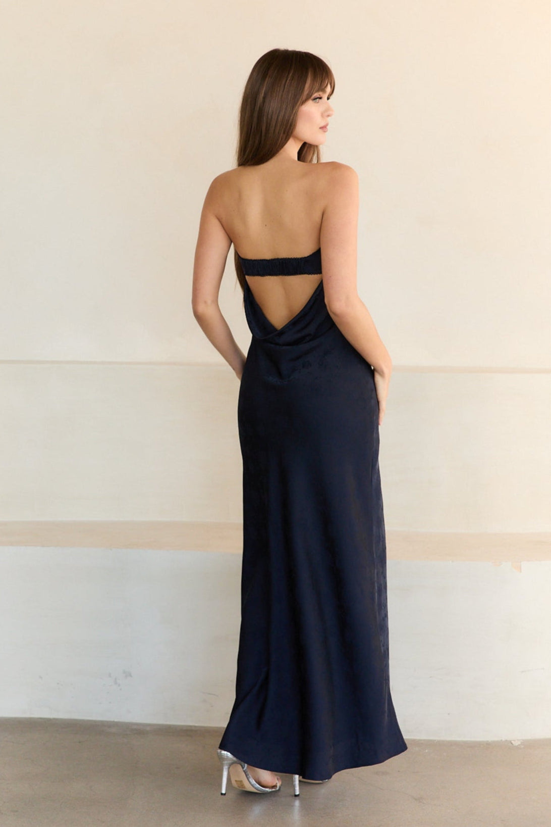 Strapless Open Cowl Back Gown Strapless Open Cowl Back Gown