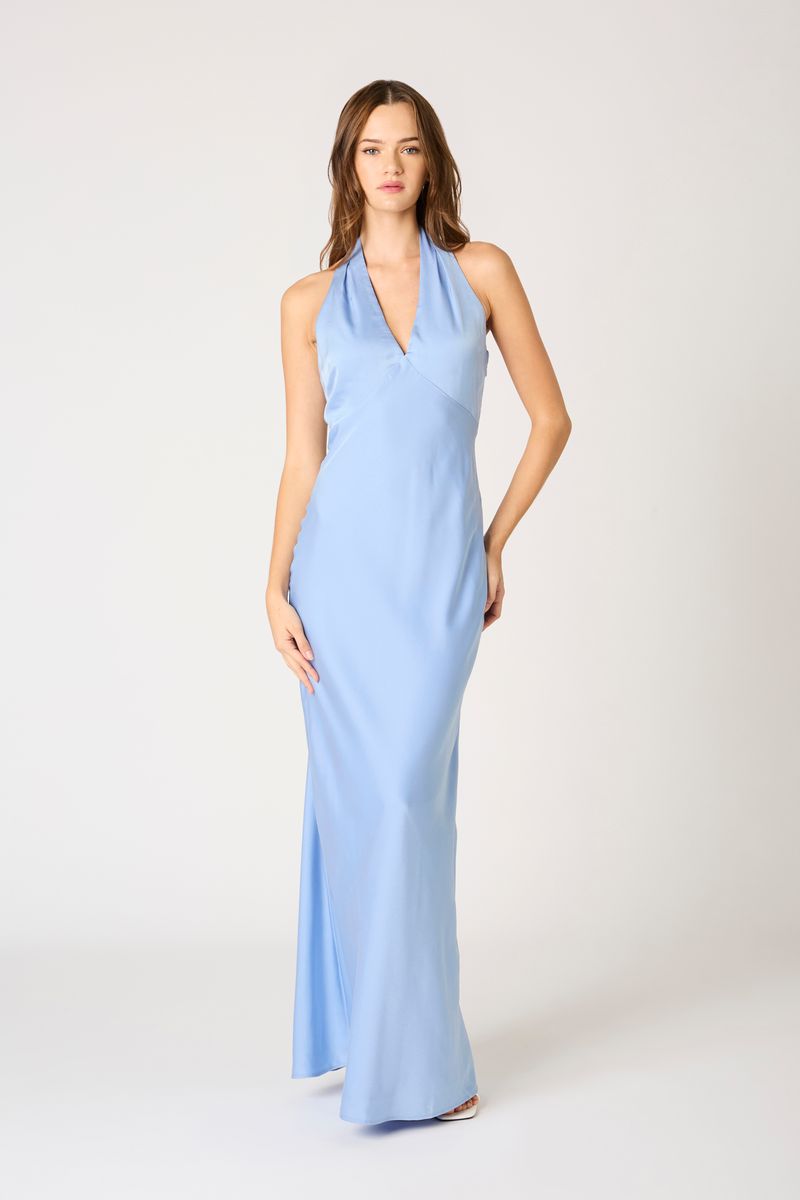 Plunge Halter Bias Gown – Cotton Candy LA