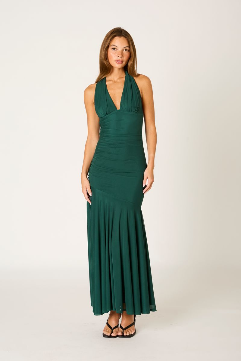 Stretch Mesh Halter Gown