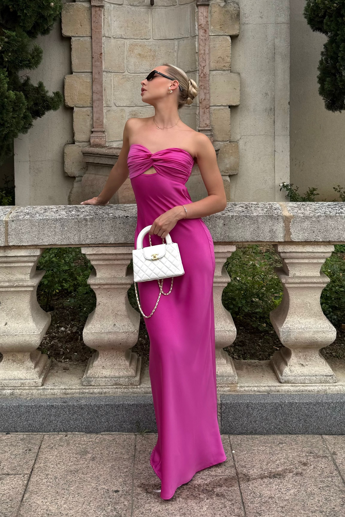 white christmas dresses Strapless Satin Maxi Dress