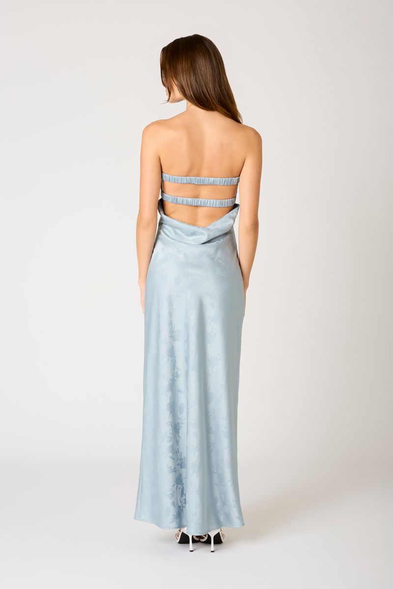 Jacquard Strapless Satin Maxi Dress Jacquard Strapless Satin Maxi Dress