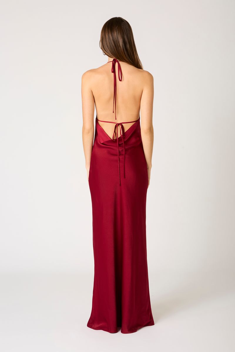 High-Neck Cowl Back Gown – Cotton Candy LA