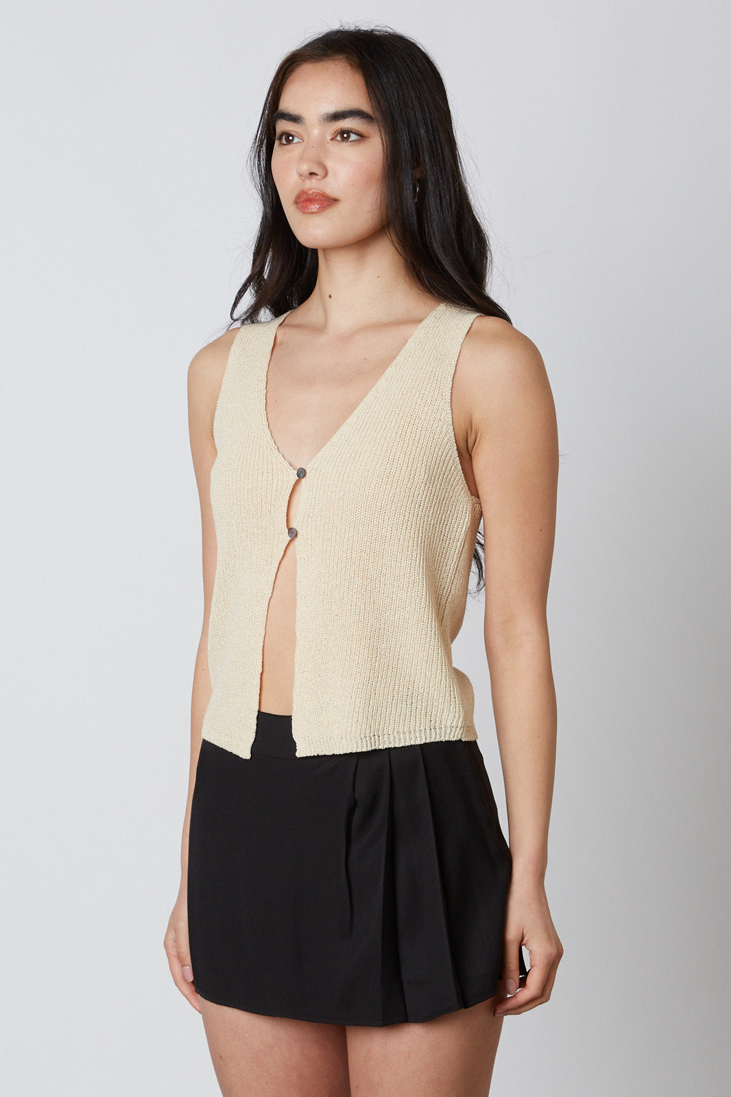 Pleated Mini Skort in Black Side