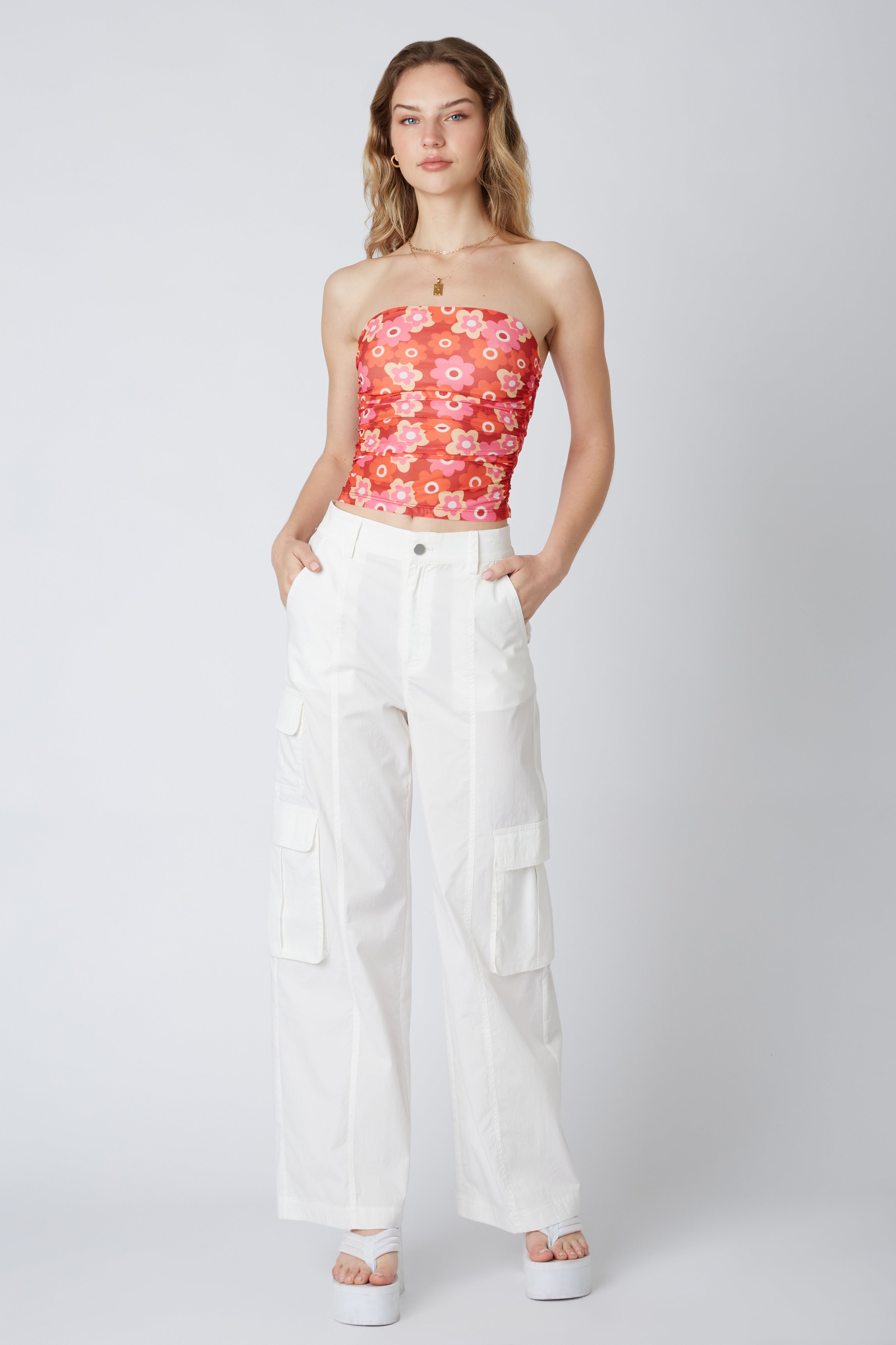 Mesh Tube Top in Cherry Front