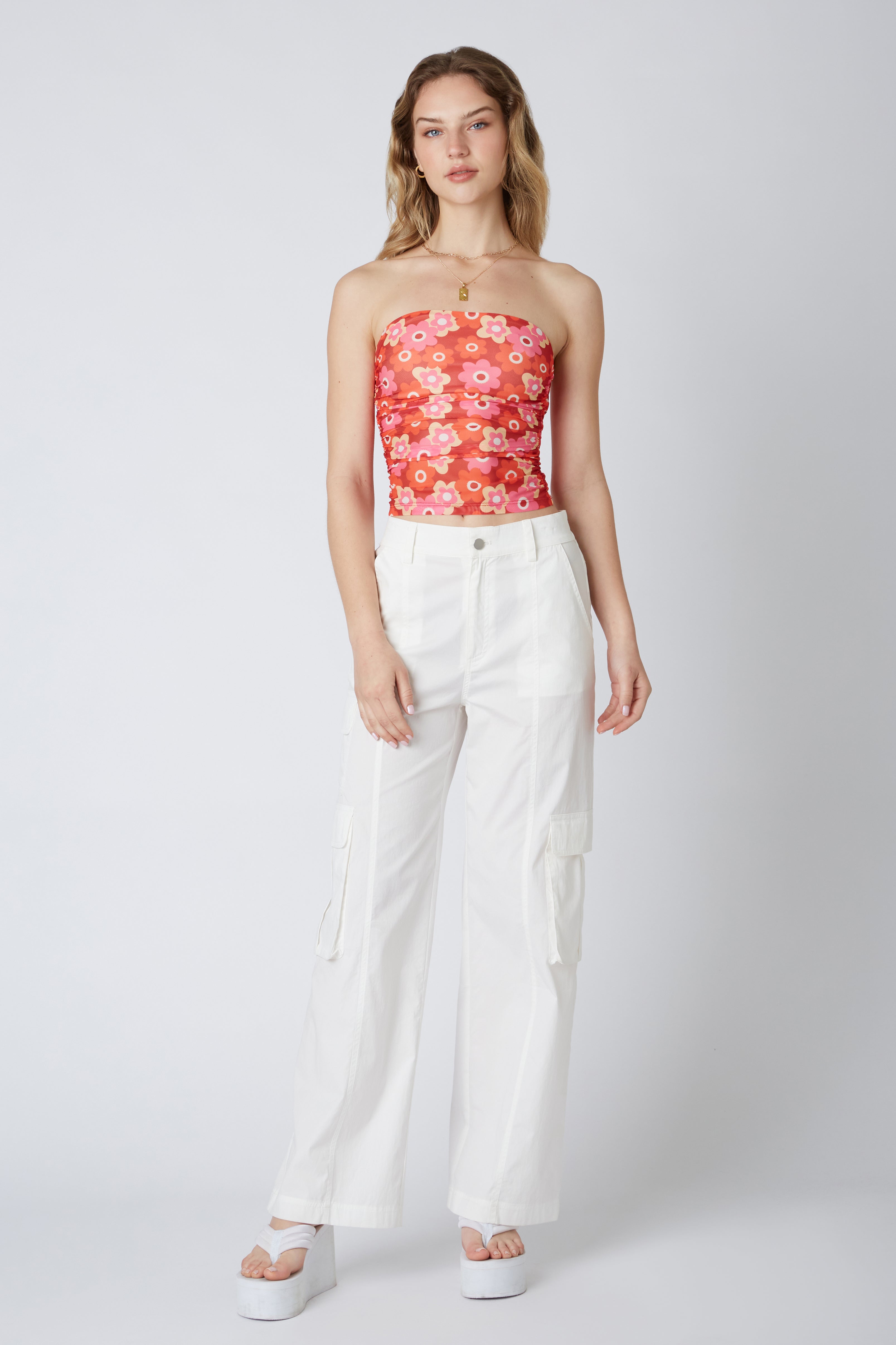 Mesh Tube Top in Cherry Front