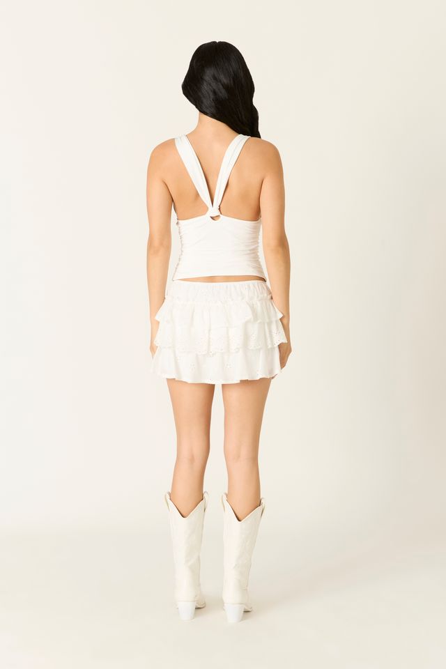 Cotton Eyelet Mini Skirt in white back view