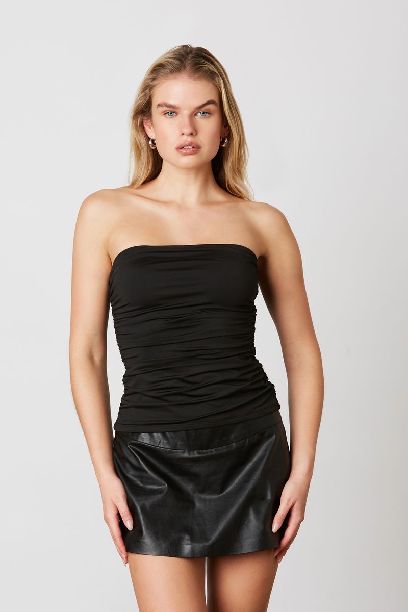 Slinky Knit Tube Top in black front view