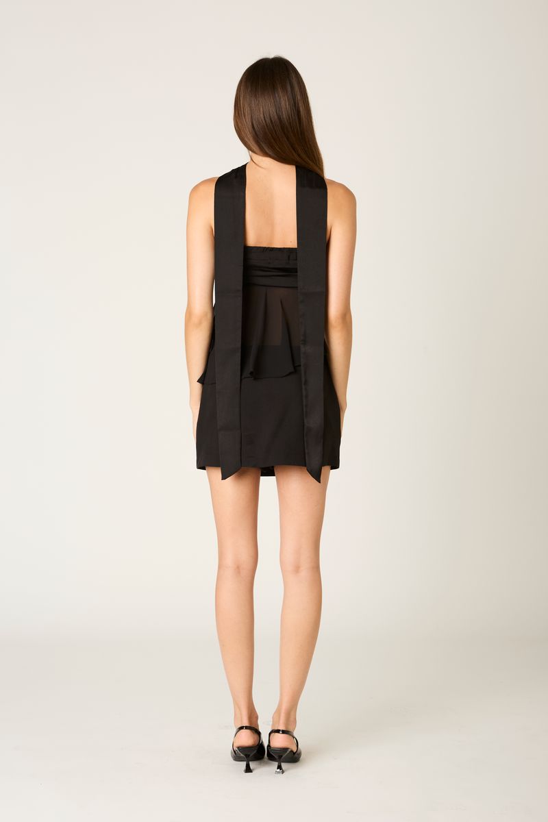 Asymmetrical Strapless Top in black back view