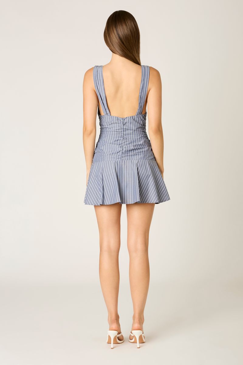 Wrap Mini Dress in denim back view