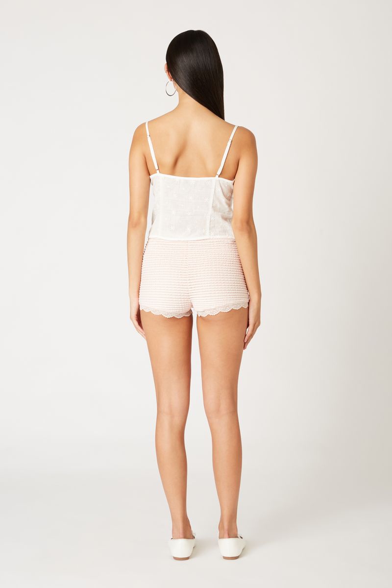 Textured Mini Shorts in blush back view