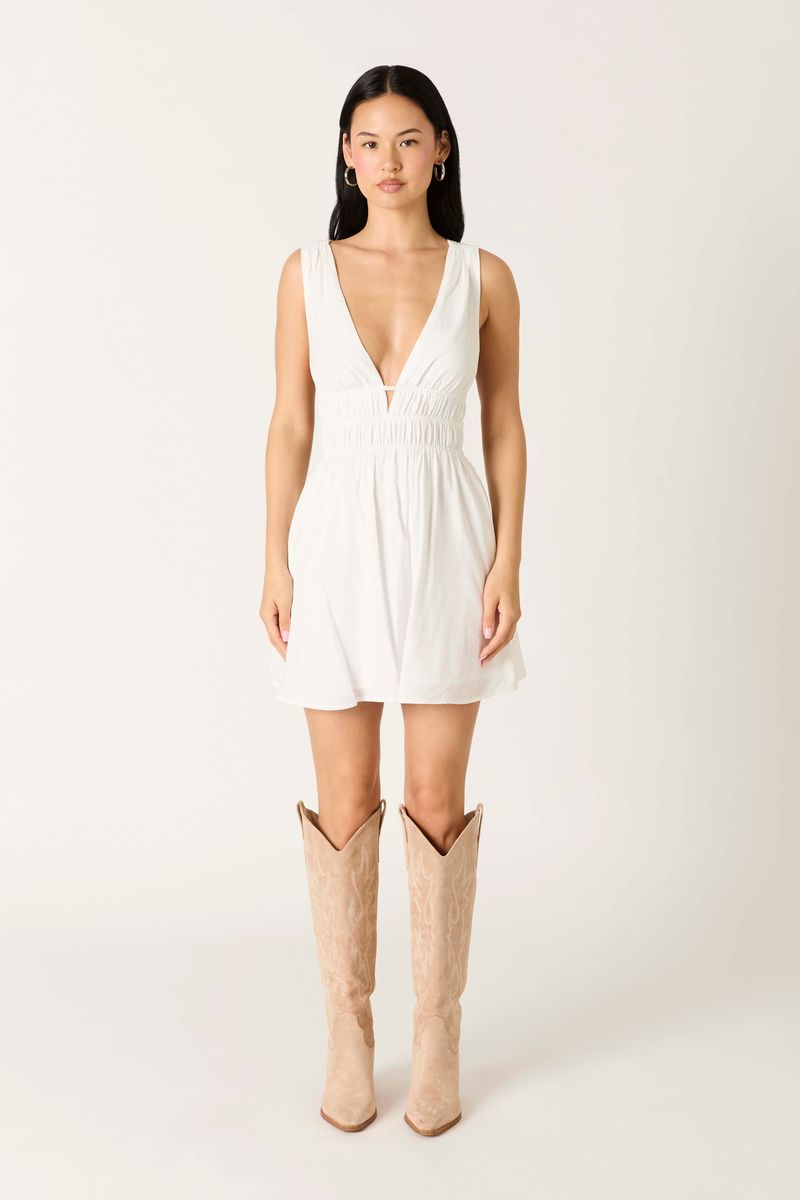 Swing Mini Dress in white front view