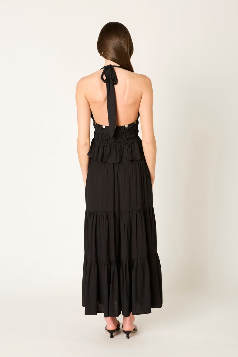 Tiered Maxi Skirt in black back view