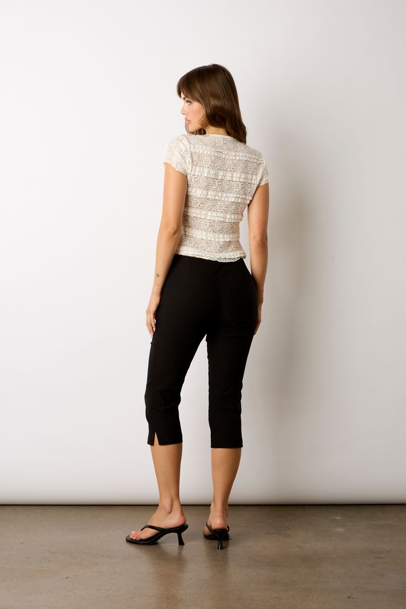 Slim Leg Capri Pants in black back side view