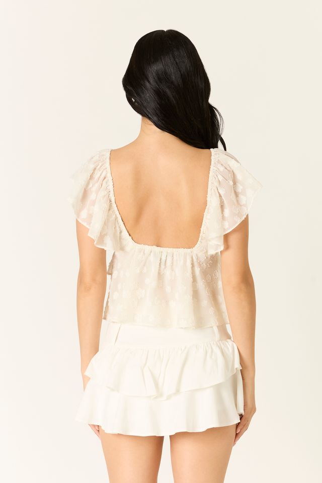 Flutter Sleeve Top in ecru back view