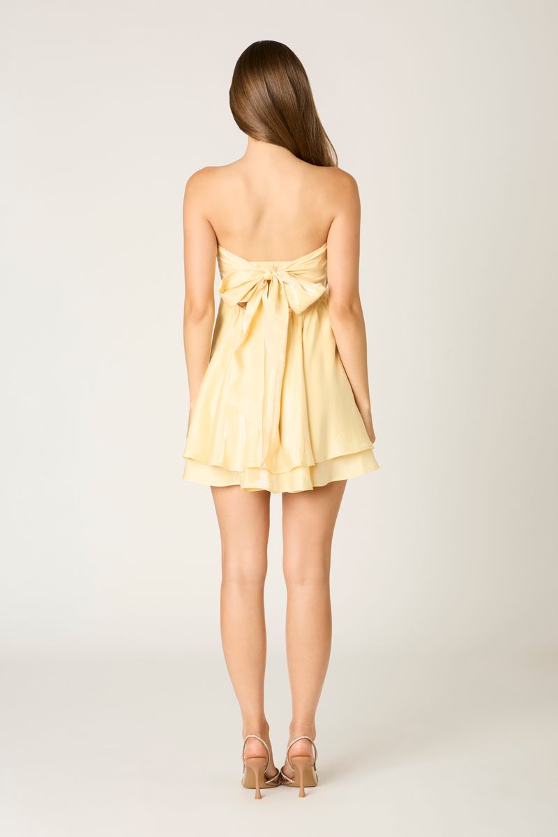 Sweetheart Babydoll Dress in maize back view