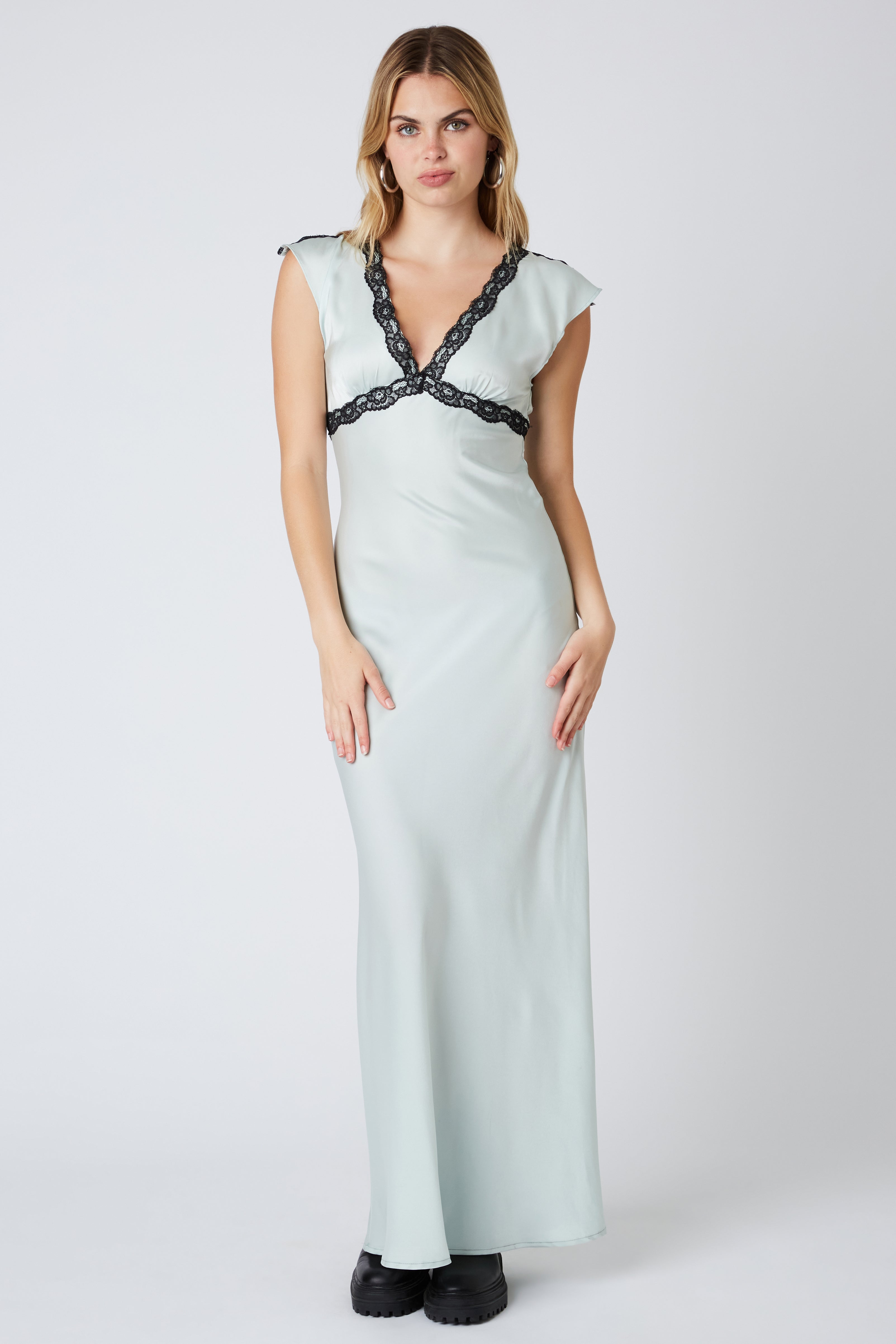 Retro Bias Slip Dress in Mint Front