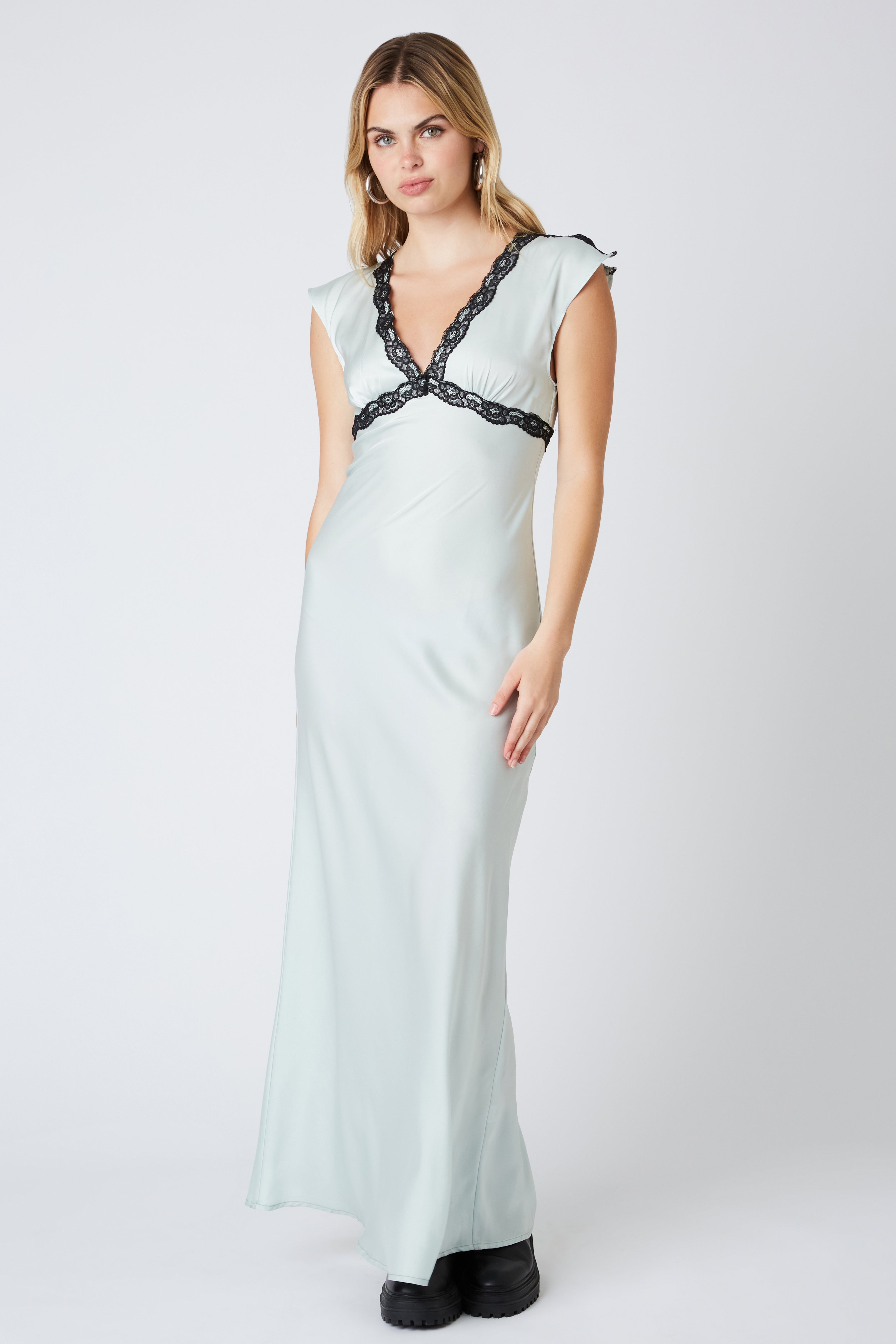 Retro Bias Slip Dress in Mint Front