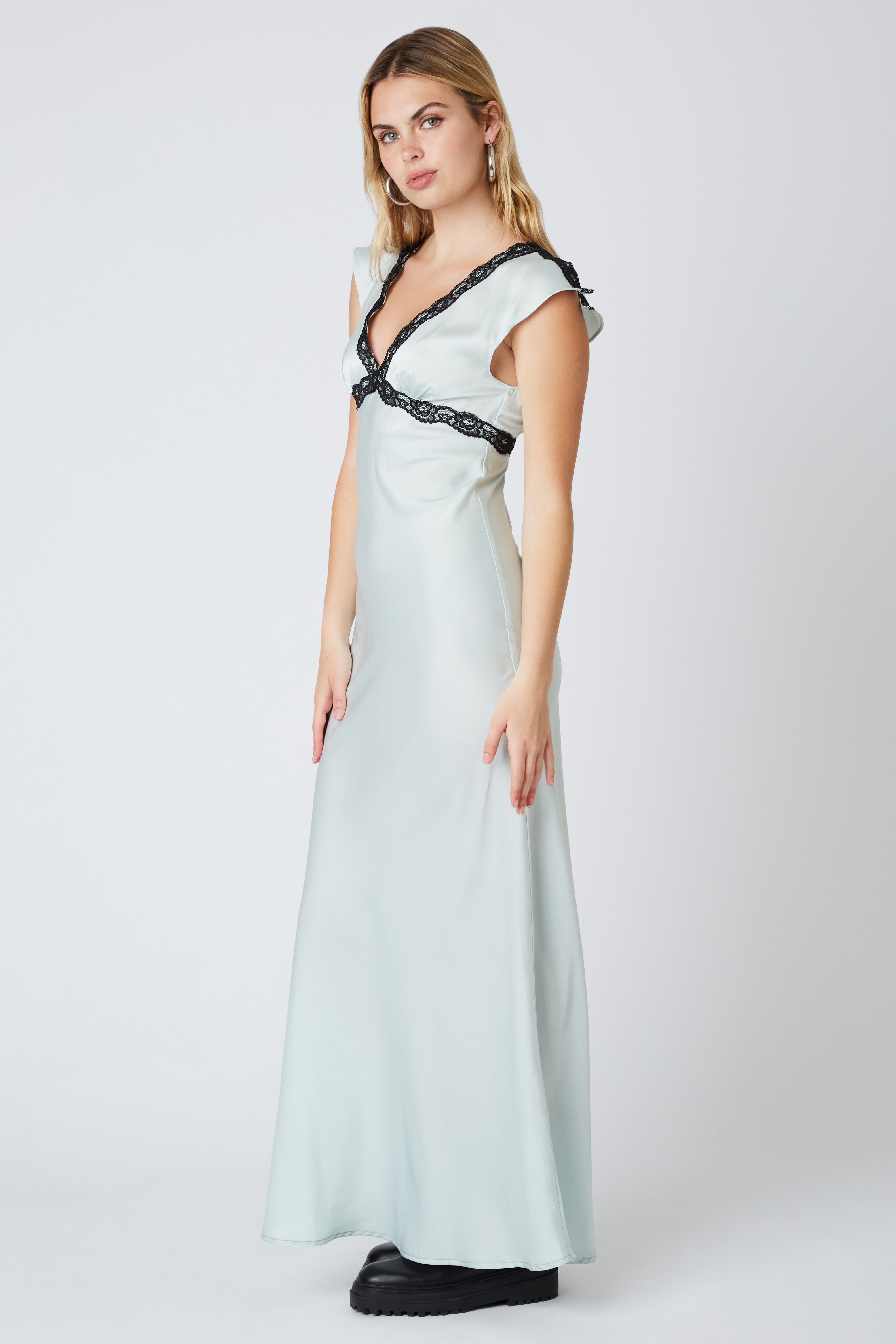 Retro Bias Slip Dress in Mint Side