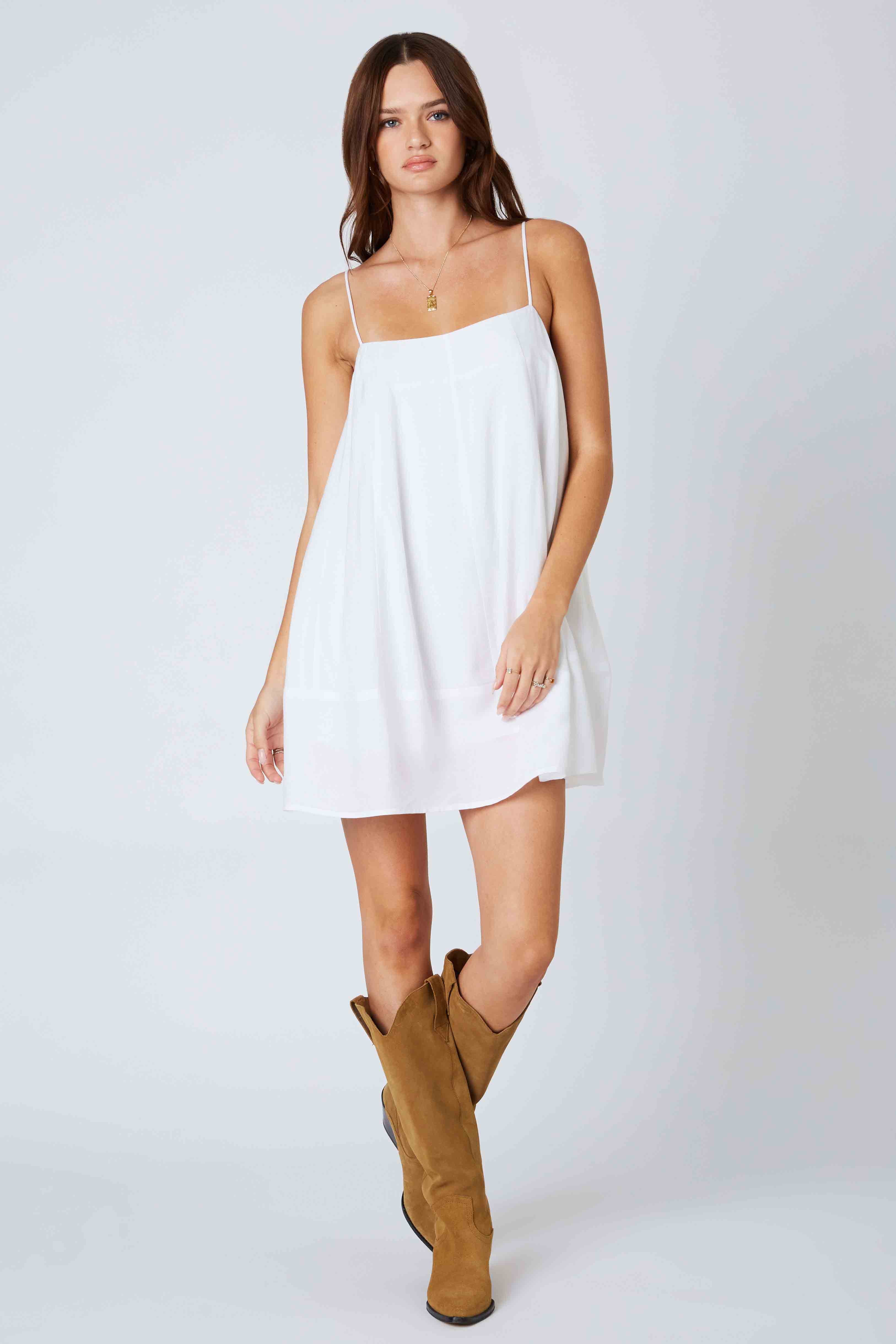 Mini Swing Dress in White Front View