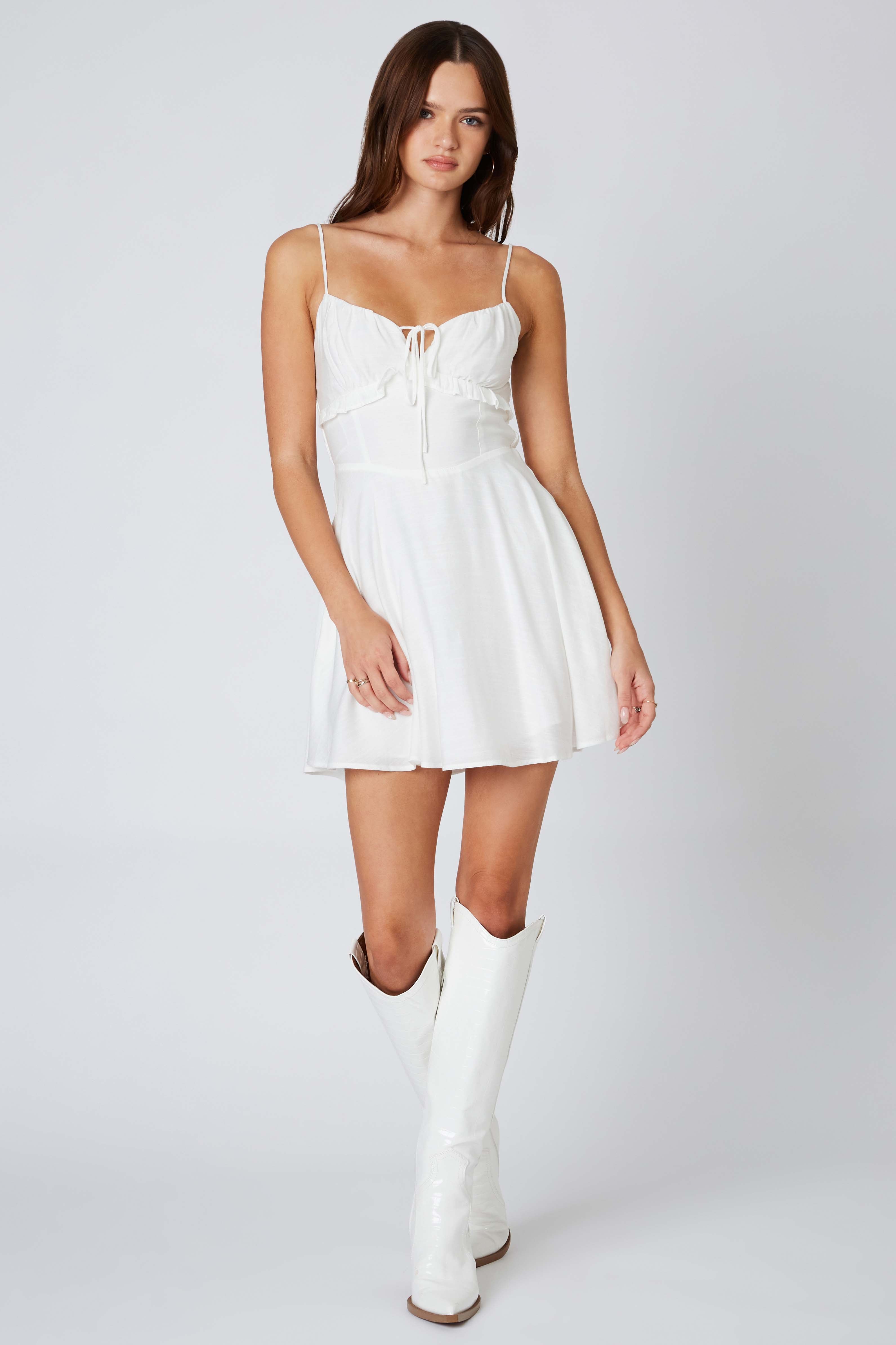 Babydoll Dress in White Front View