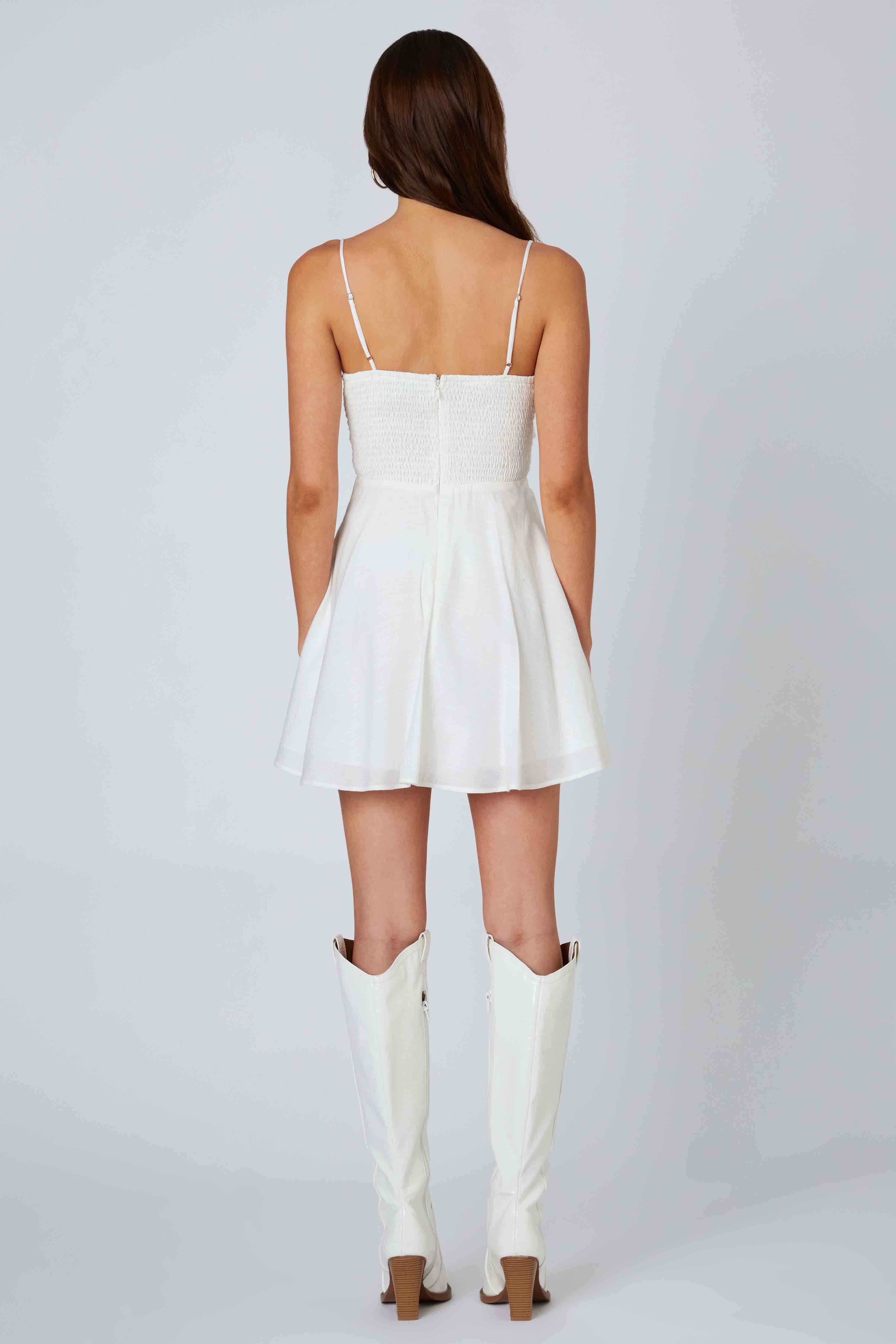 Babydoll Dress in White Back View