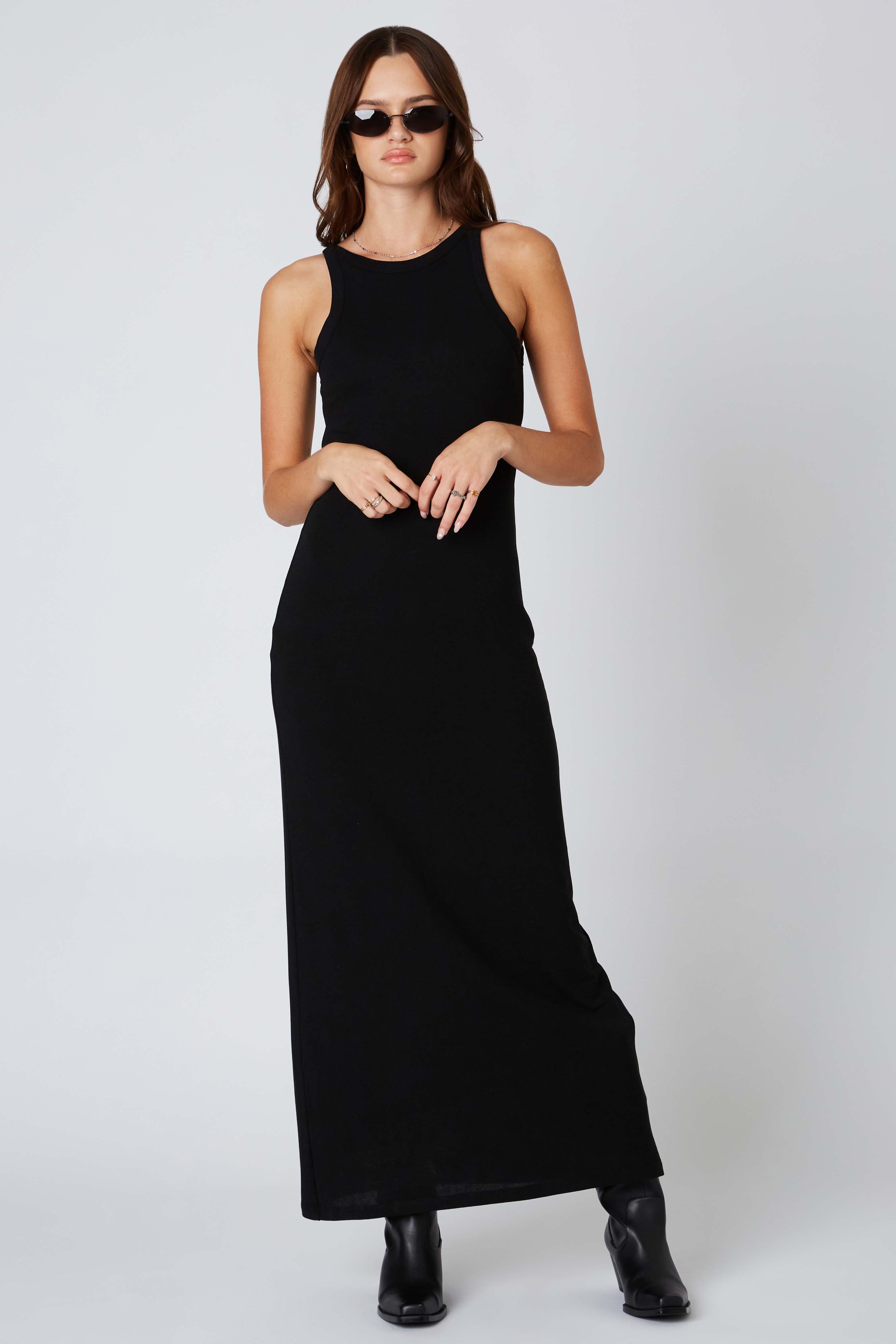 Bodycon Maxi Dress in Black Front View