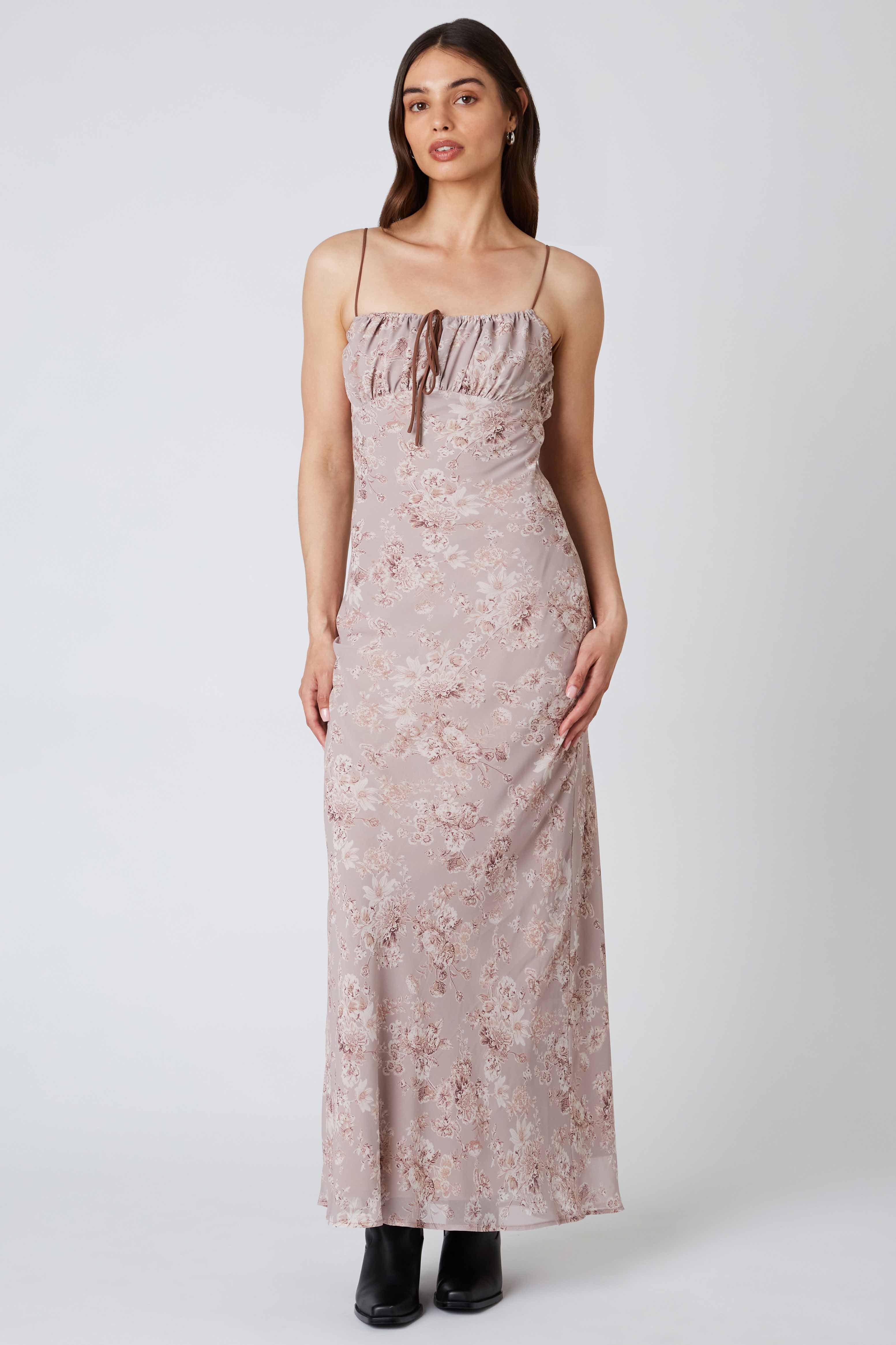 Floral Maxi Dress in Mocha Front View