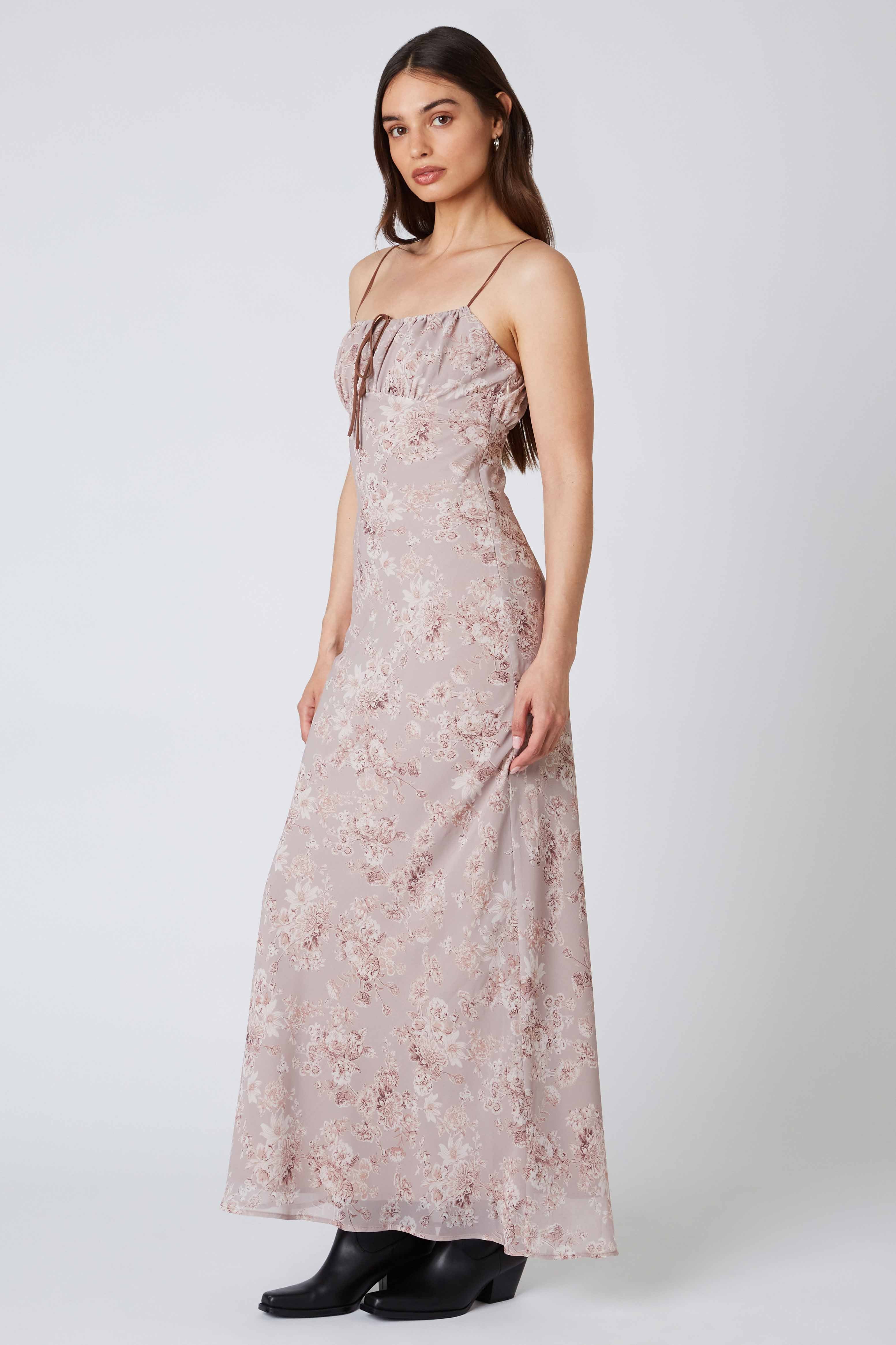 Floral Maxi Dress in Mocha Side View