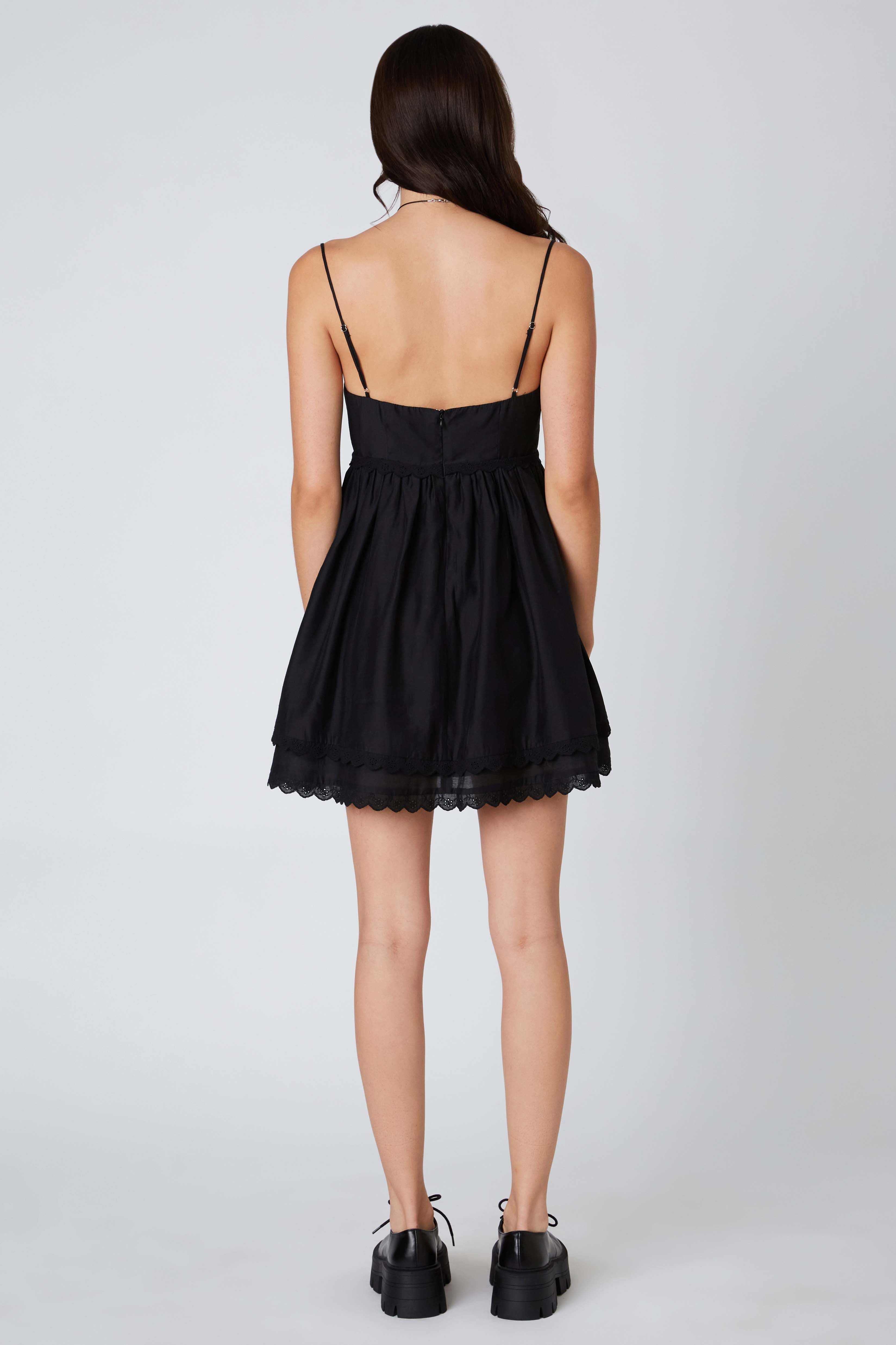 Corset Babydoll Dress in Black Back View