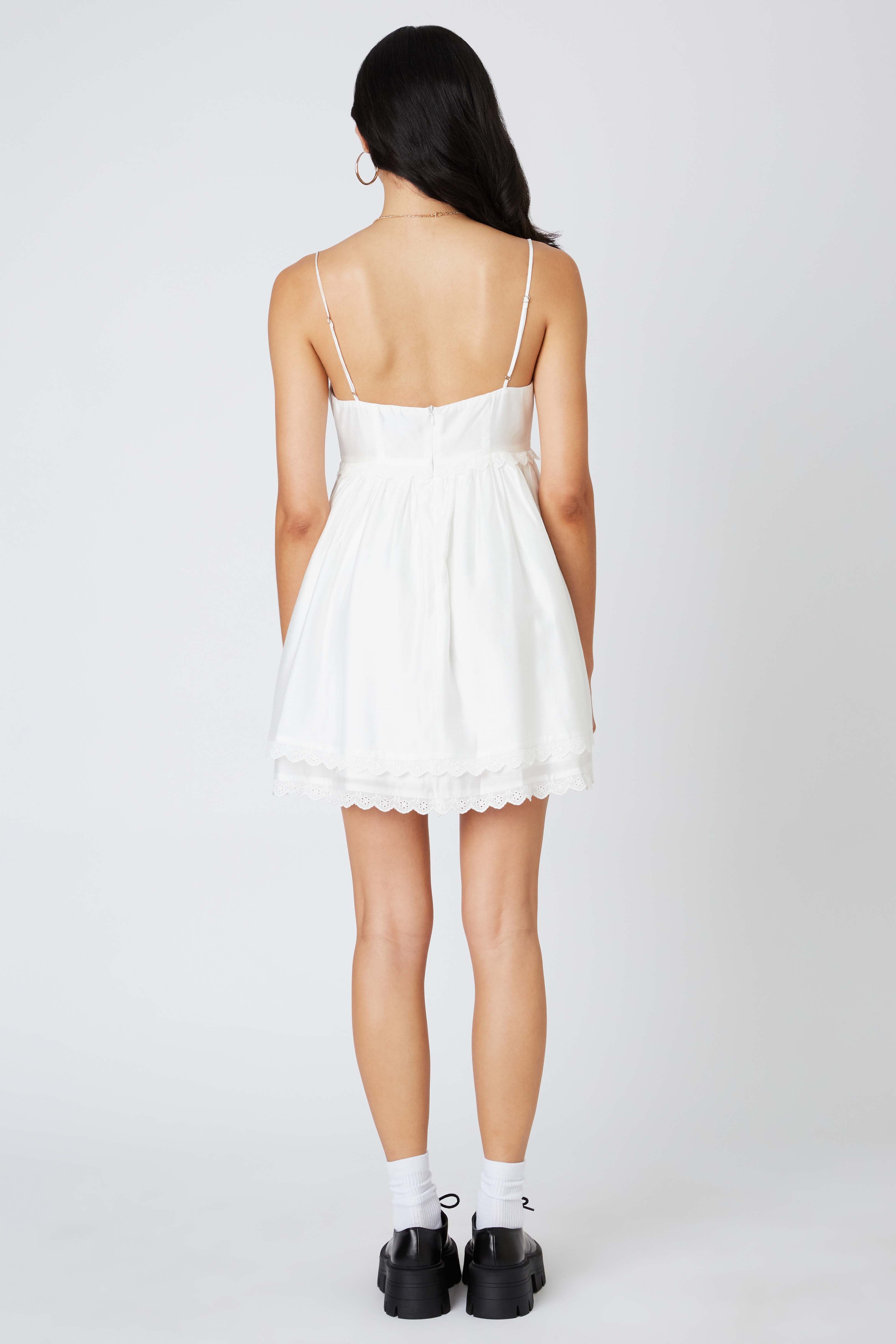 Corset Babydoll Dress in White Back View