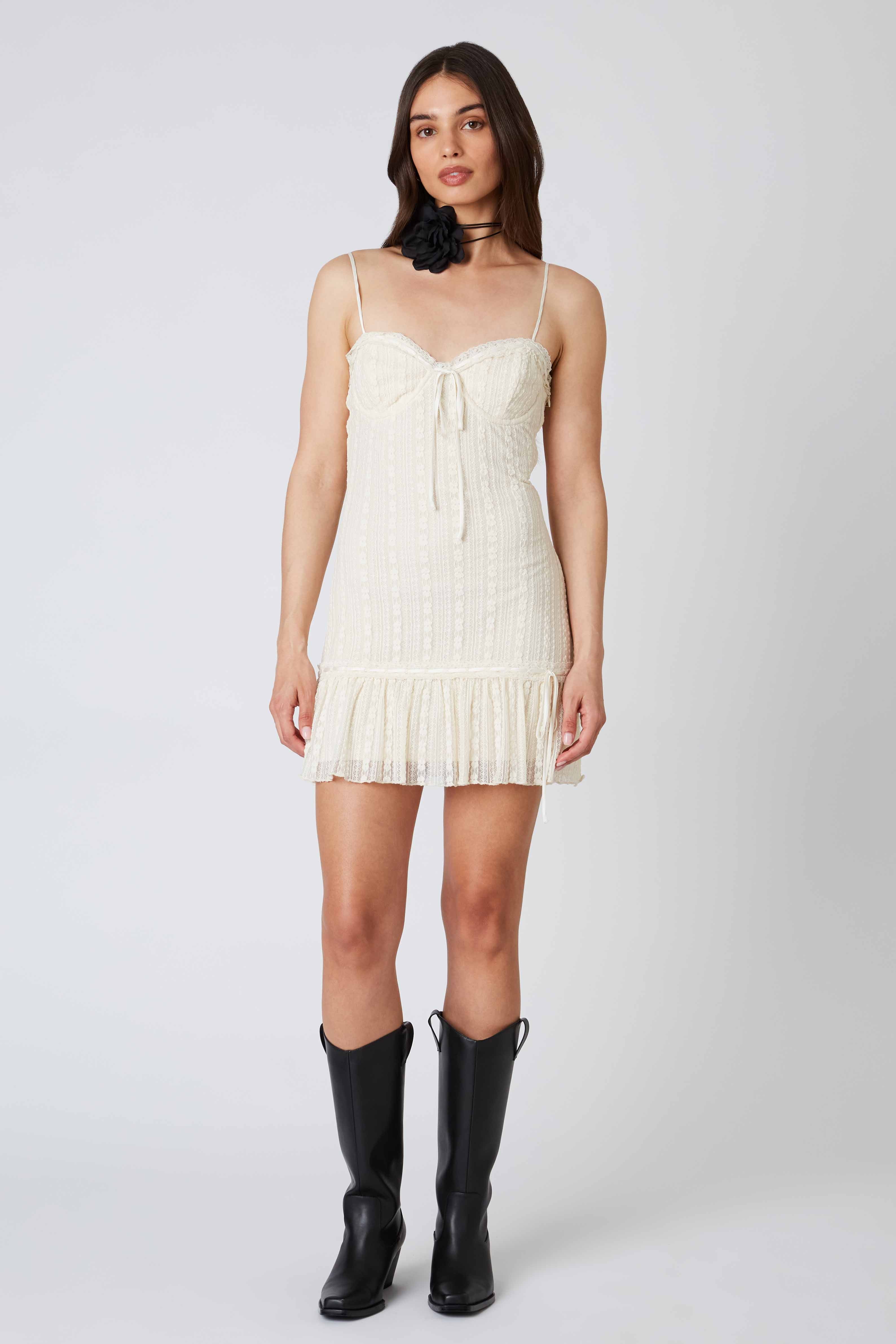 Lace Mini Dress in Ivory Front View