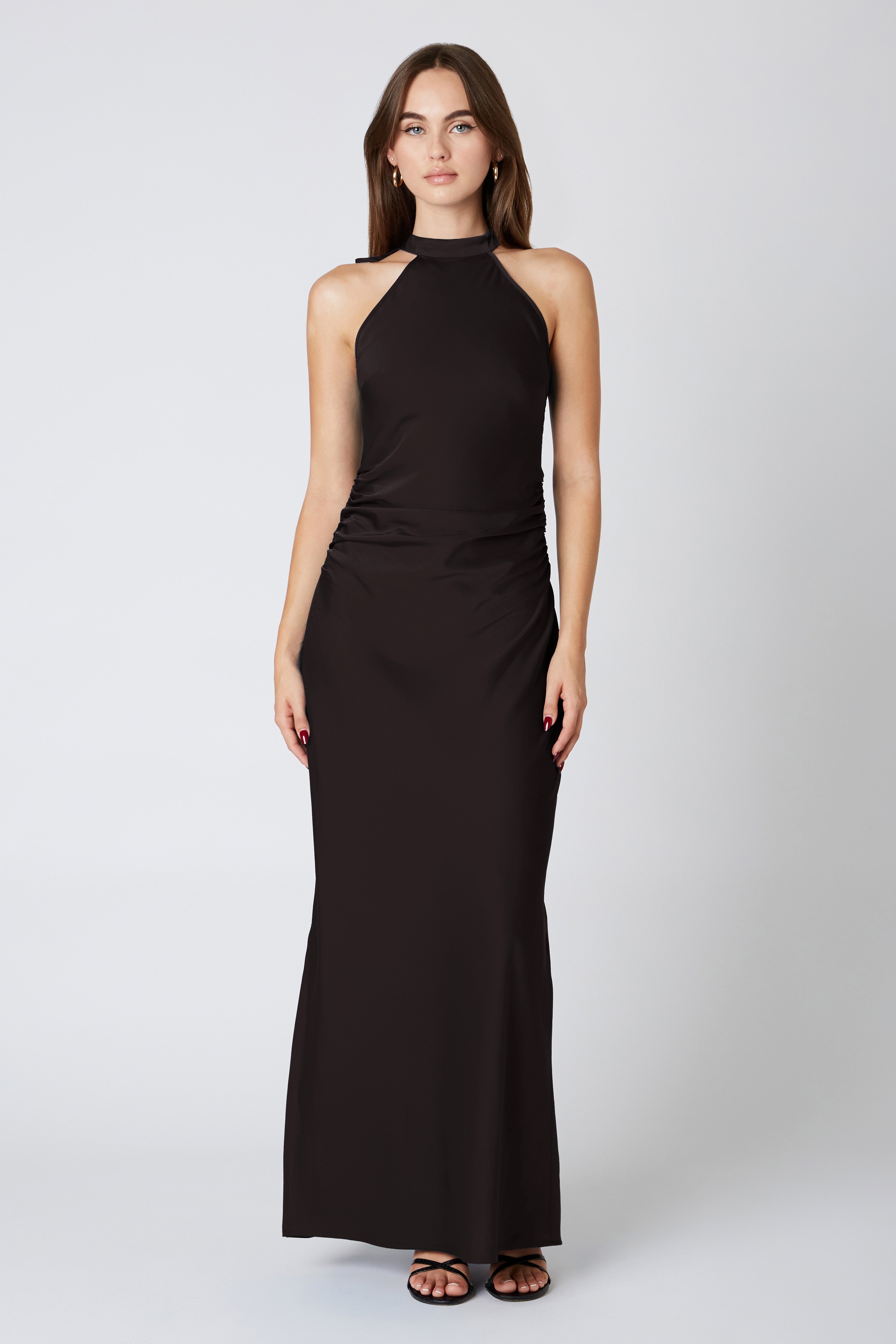 Runway Butterfly Maxi Dress in Black Front View