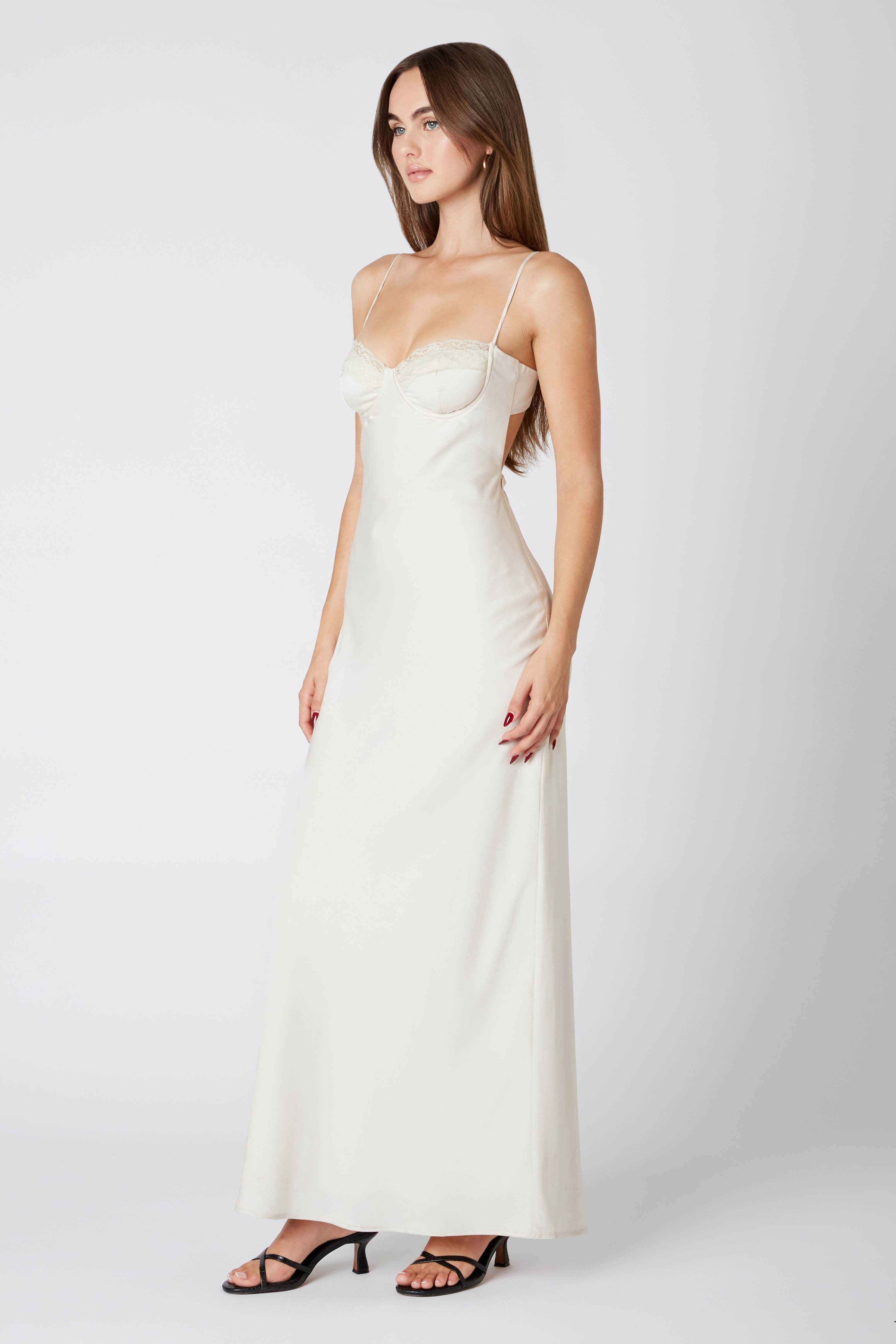 Corset Maxi Dress in Bone Side View