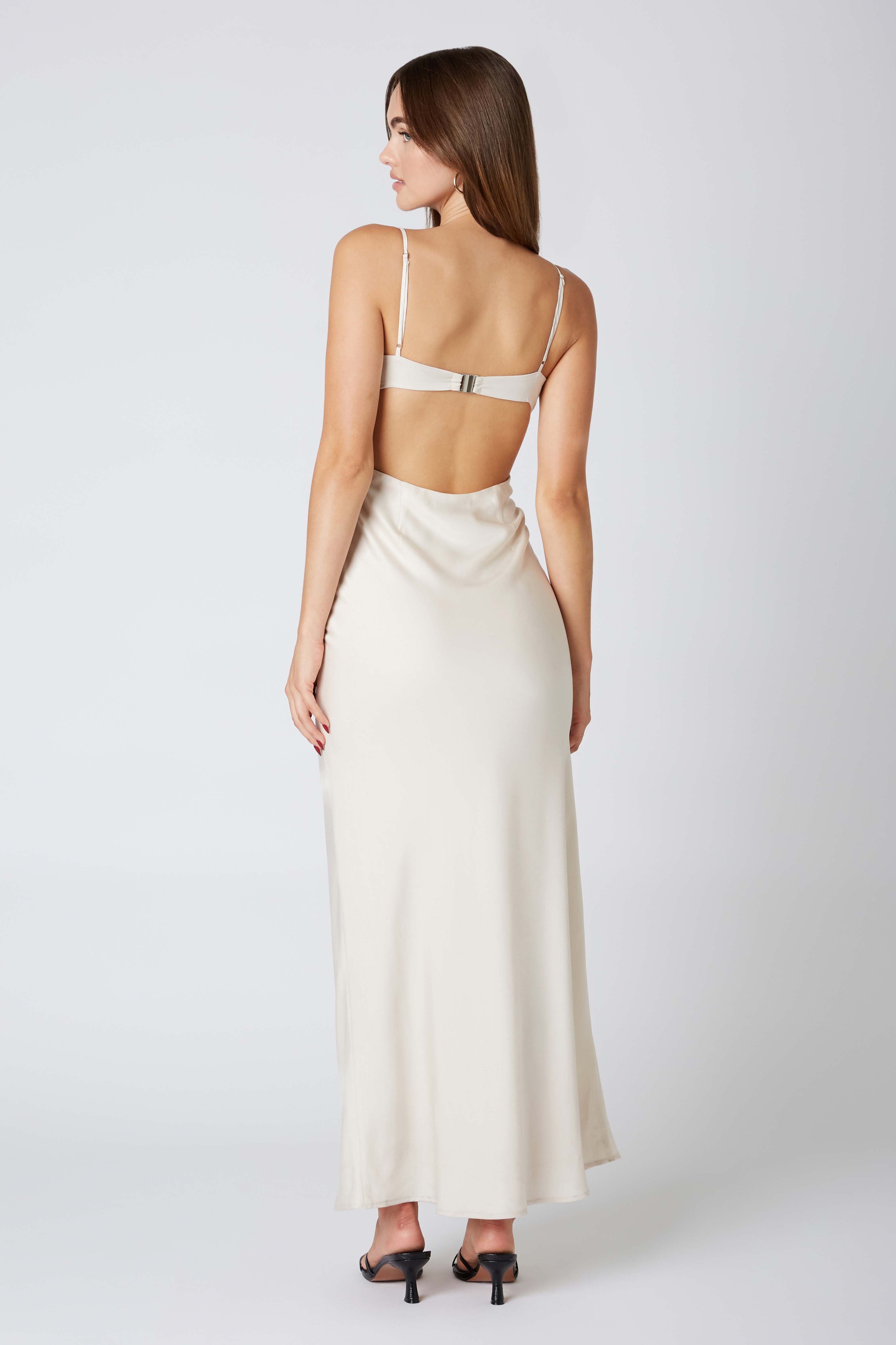 Corset Maxi Dress in Bone Back View