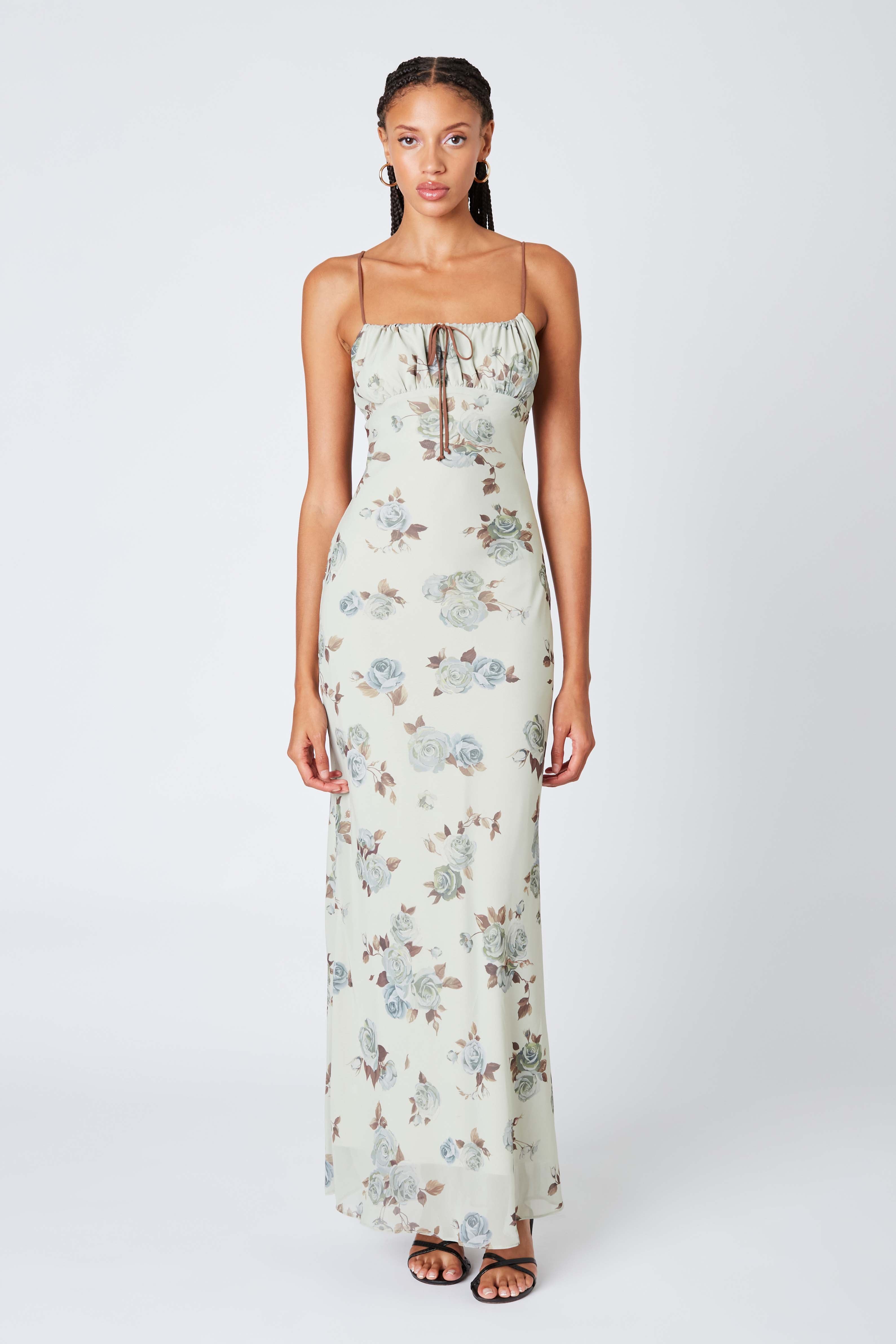 Floral Maxi Dress in Fern Front View