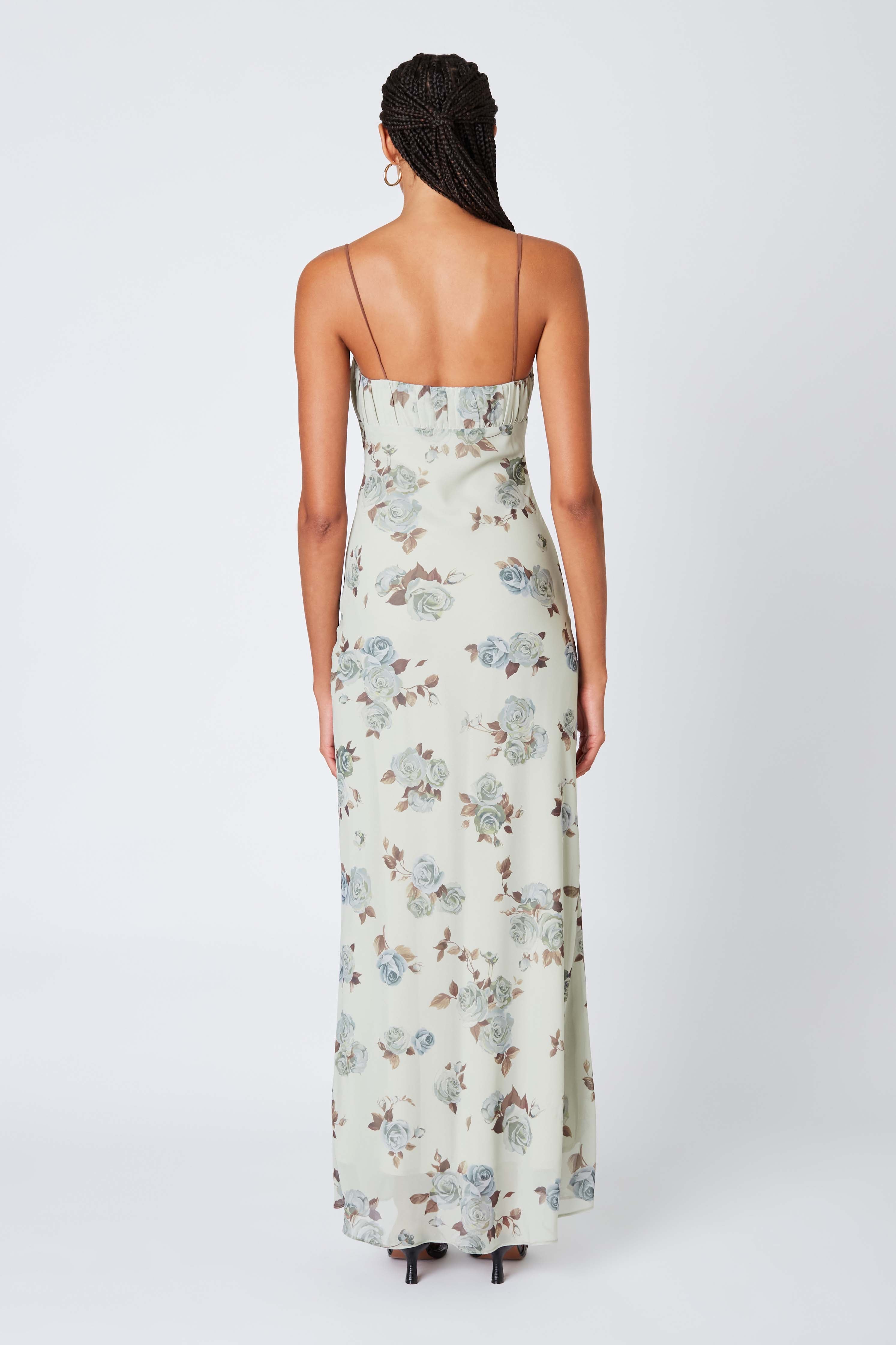 Floral Maxi Dress in Fern Back View